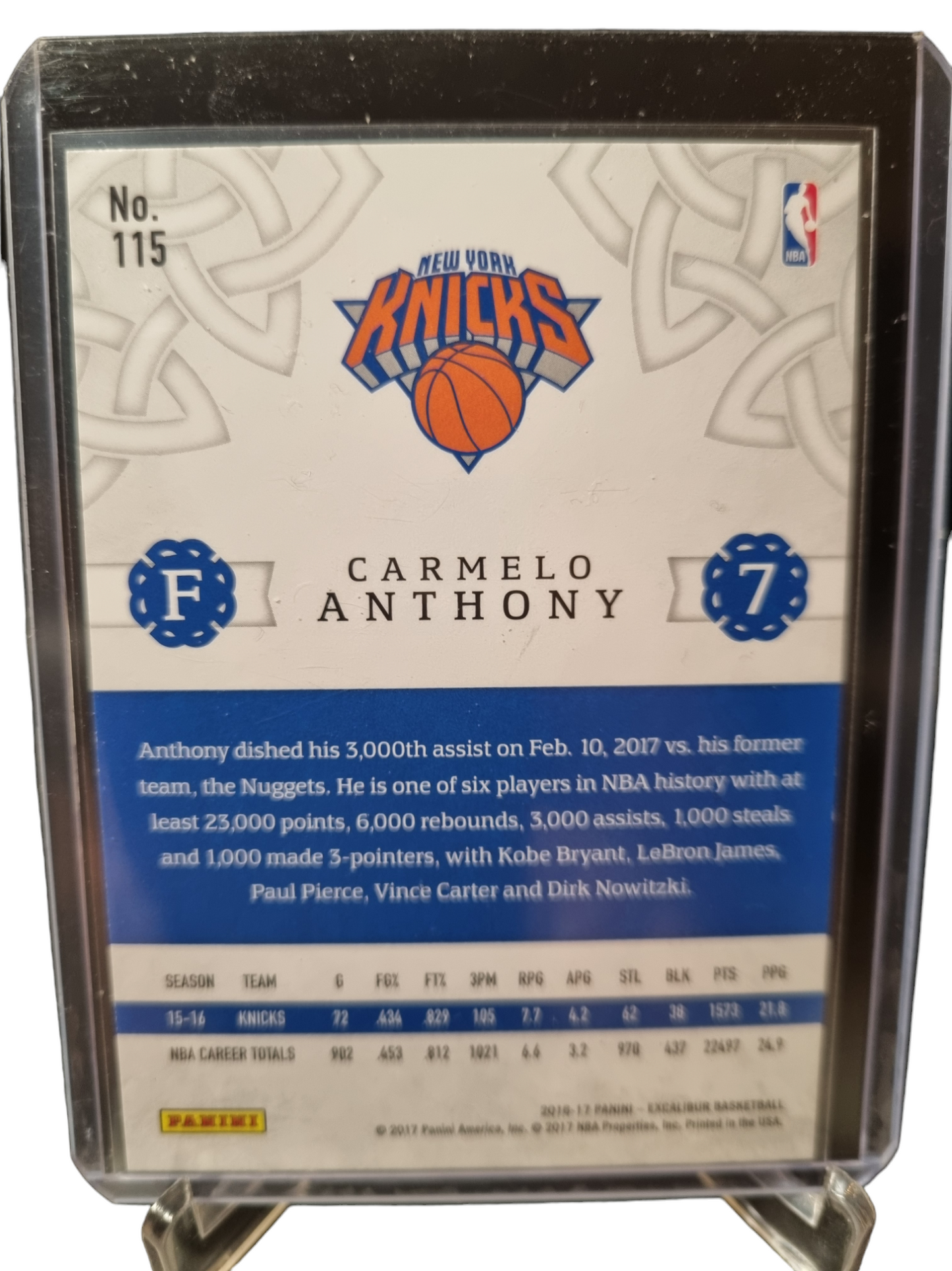 2016-17 Panini Excalibur #115 Carmelo Anthony