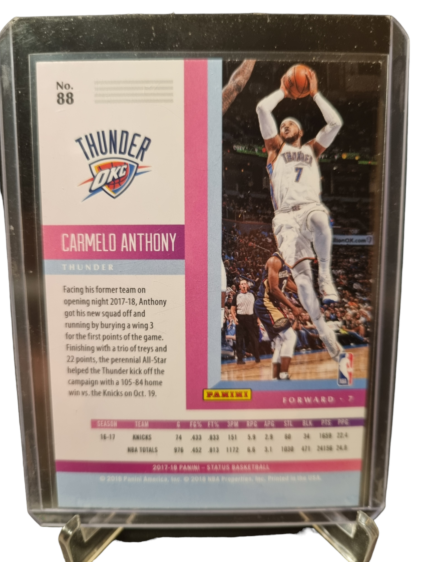 2017-18 Panini Status #88 Carmelo Anthony Silver