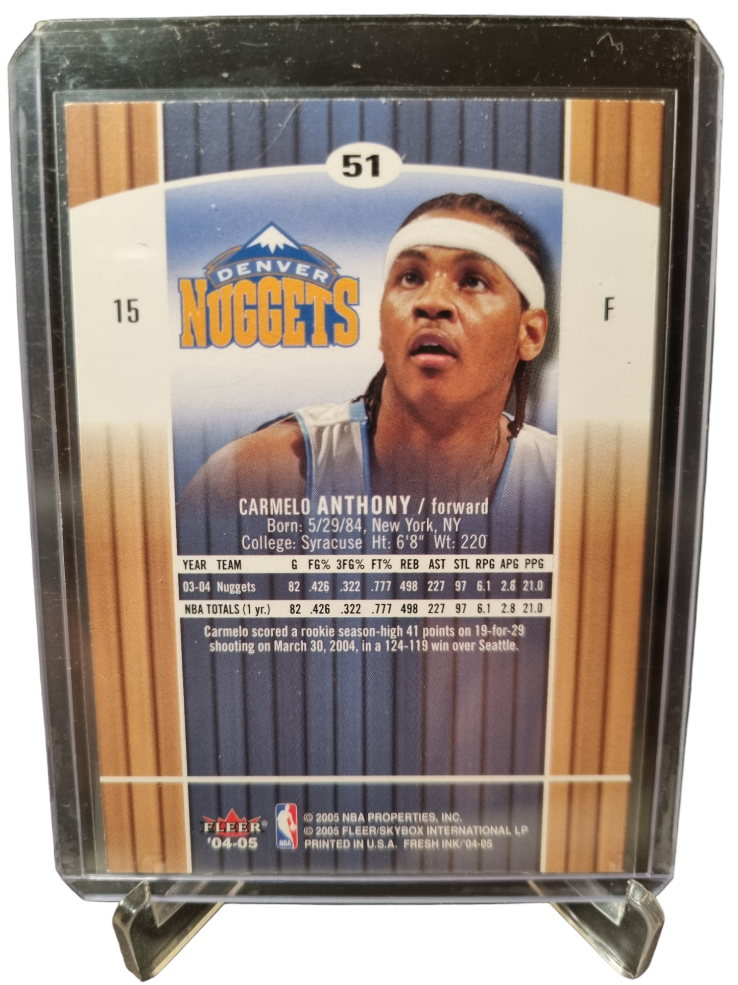 2004-05 Skybox #51 Carmelo Anthony Skybox Fresh Ink