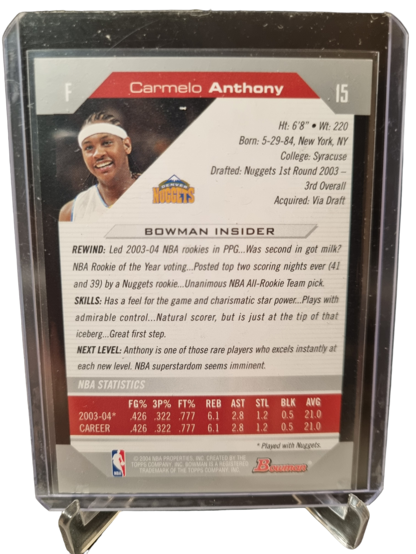 2004 Topps #15 Carmelo Anthony Bowmans Best