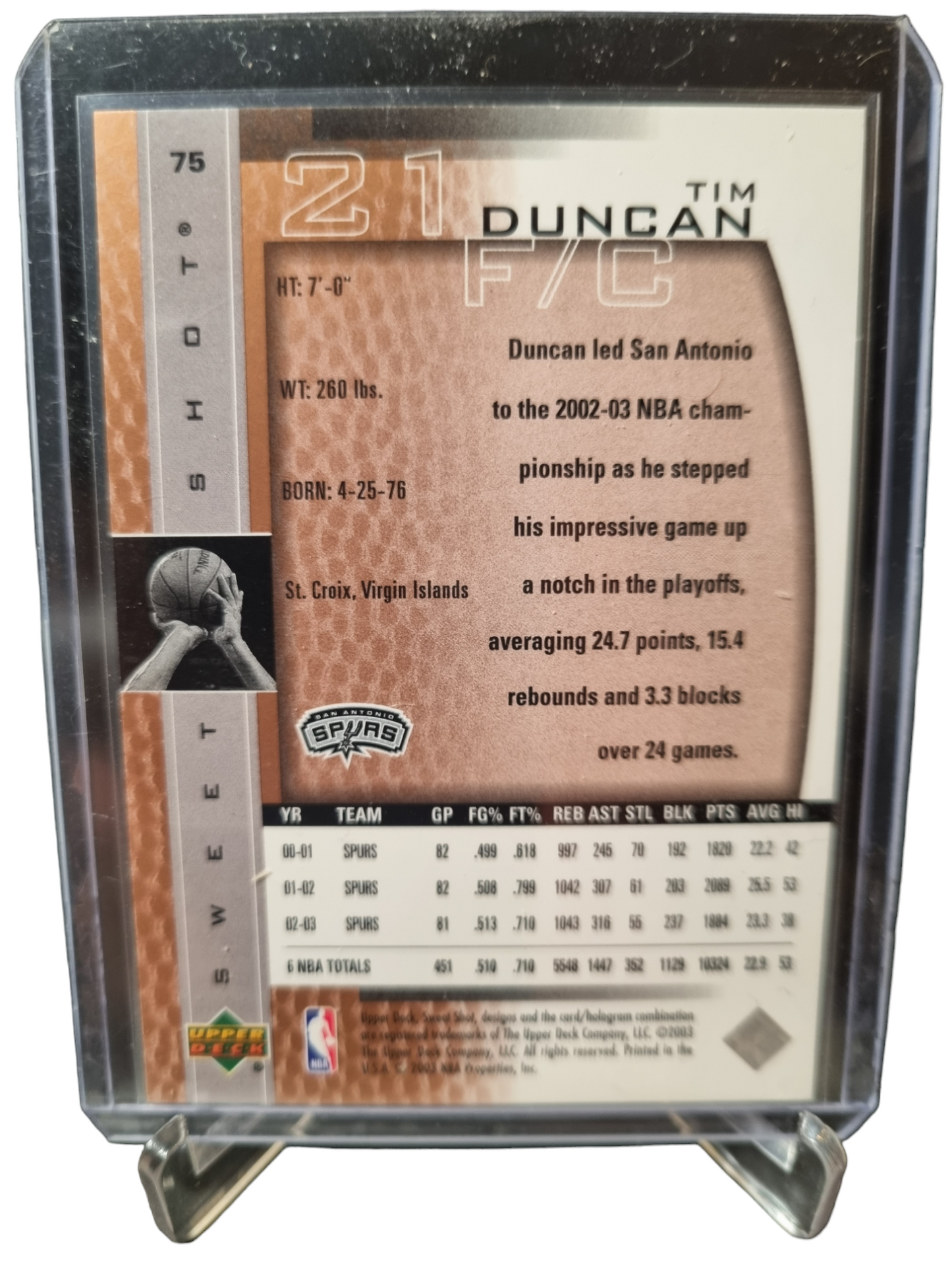 2003 Upper Deck #75 Tim Duncan Sweet Shot