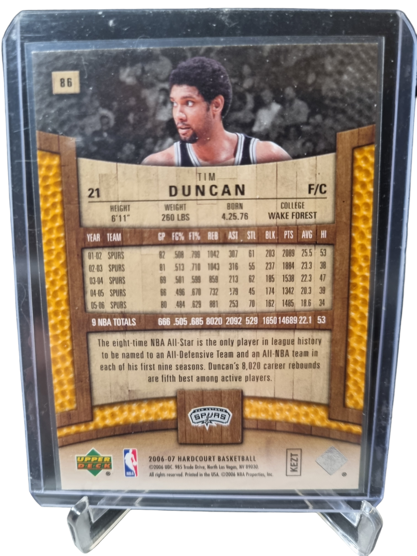 2006-07 Upper Deck #86 Tim Duncan Hardcourt