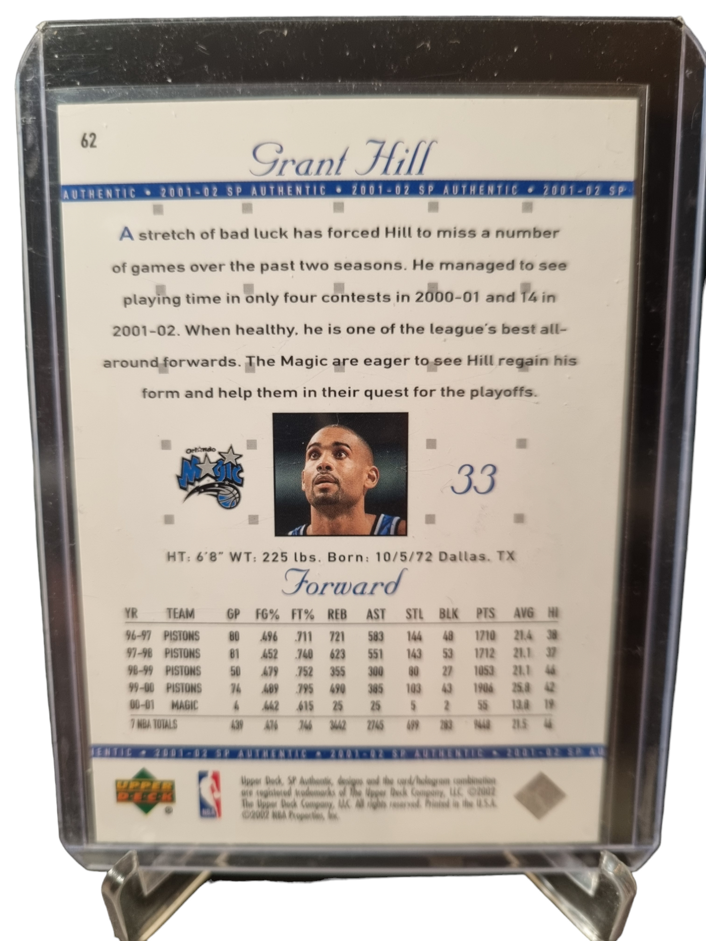 2002 Upper Deck #42 Grant Hill SP Authentic