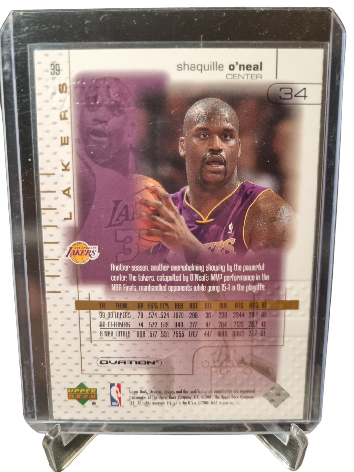 2001 Upper Deck #39 Shaquille O'Neal Ovation