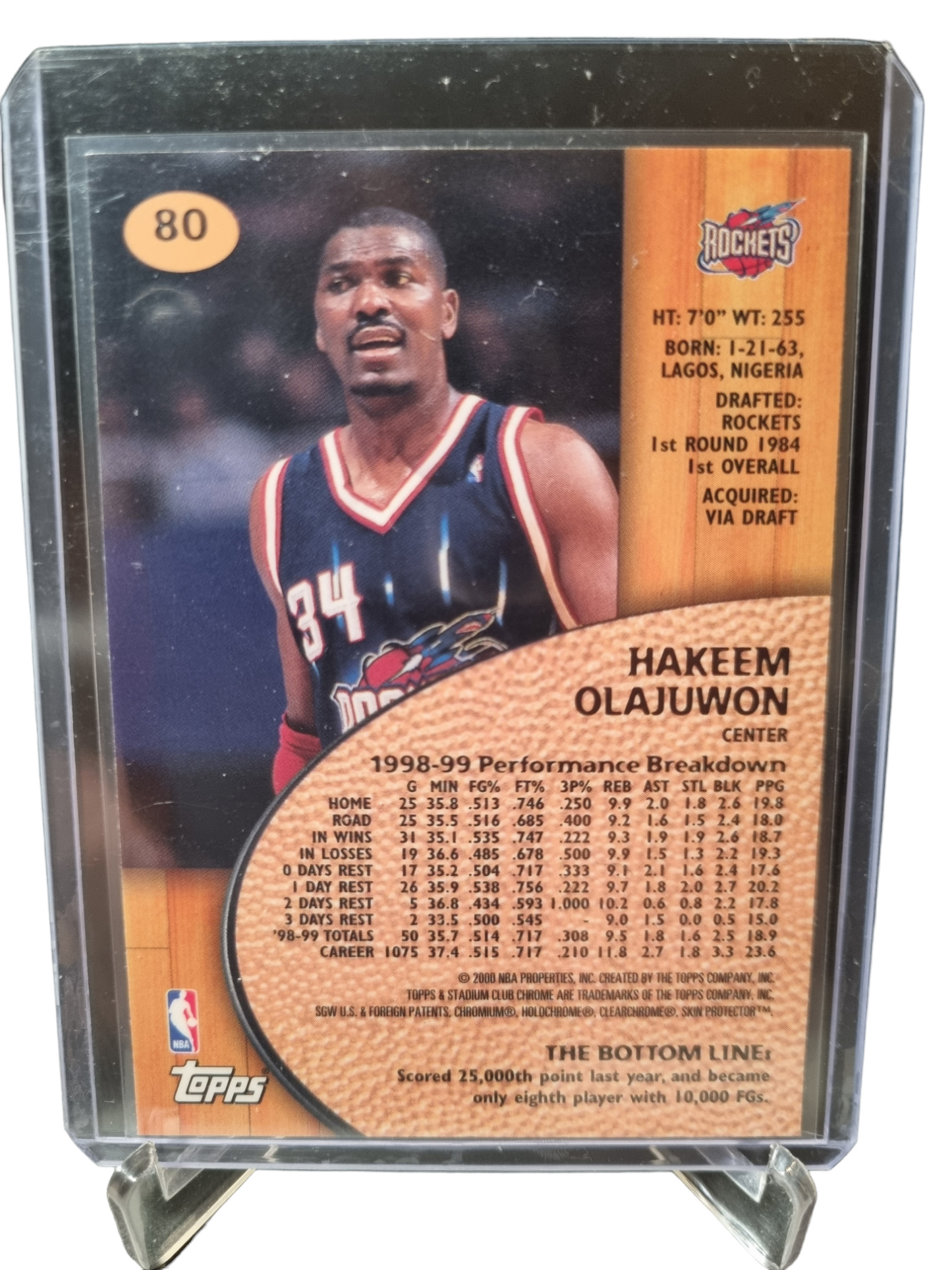 2000 Topps Stadium Club Chrome #80 Hakeem Olajuwon