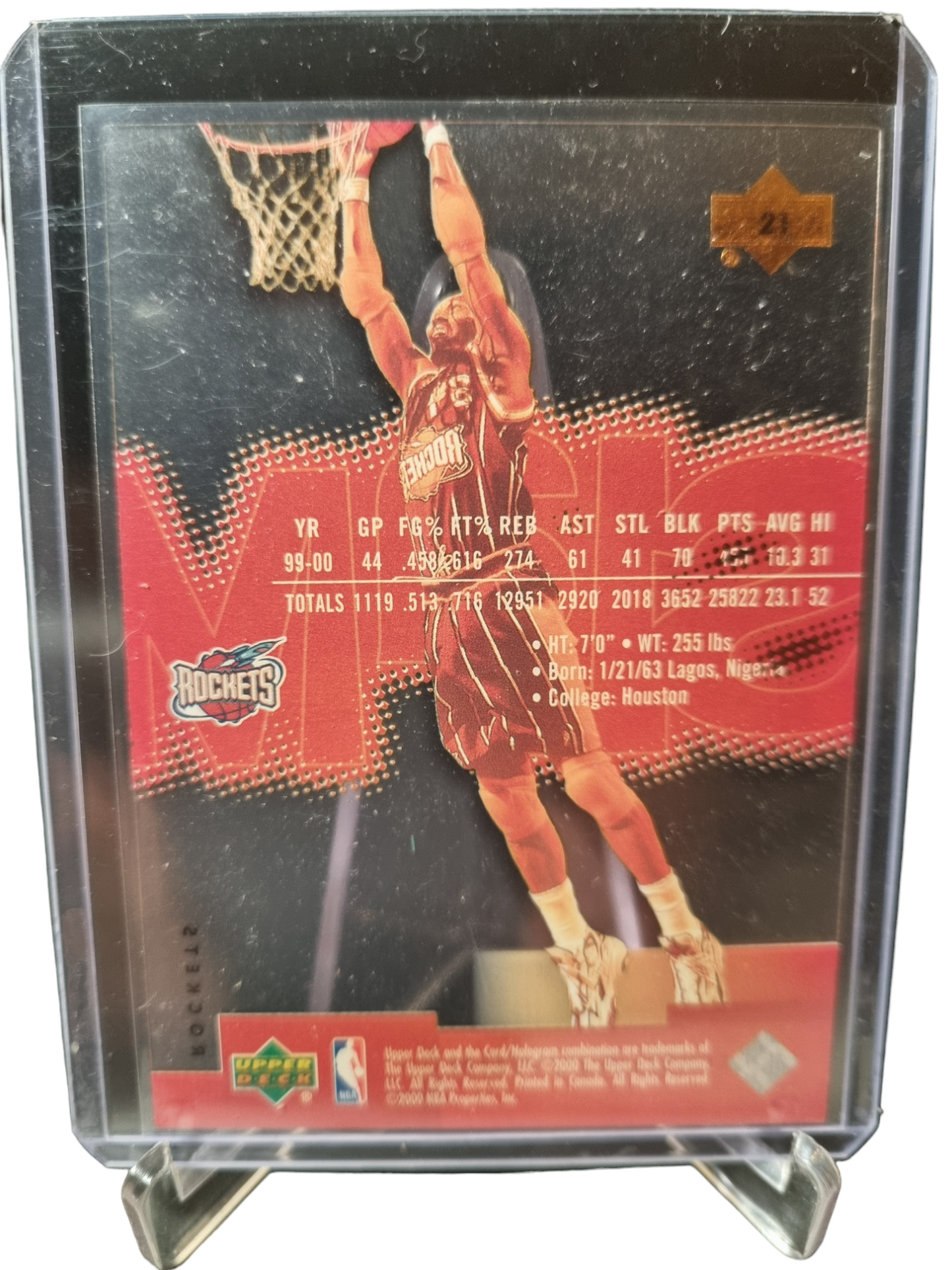 2000 Upper Deck #21 Hakeem Olajuwon Slam Acetate