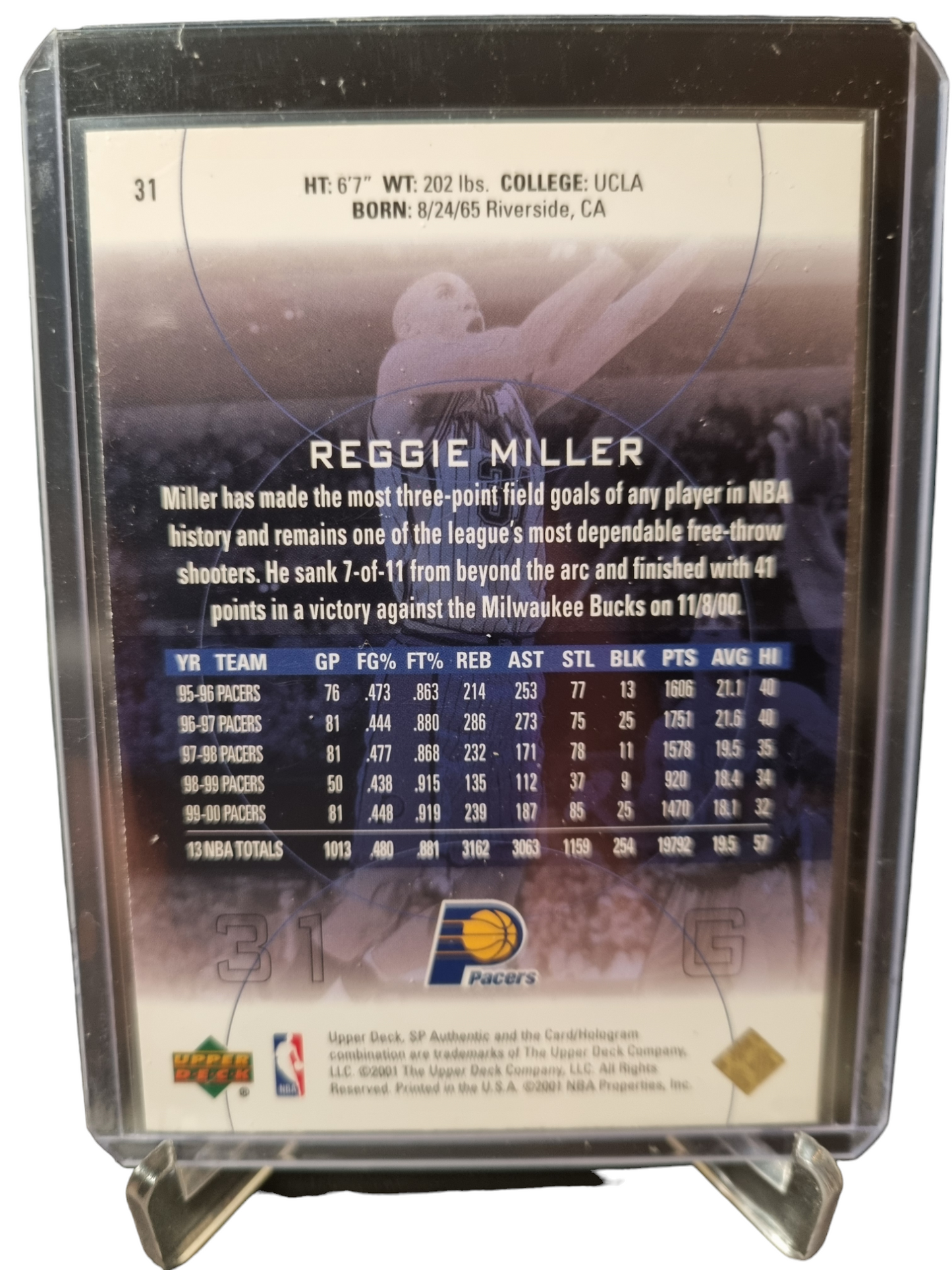 2001 Upper Deck #31 Reggie Miller SP Authentic