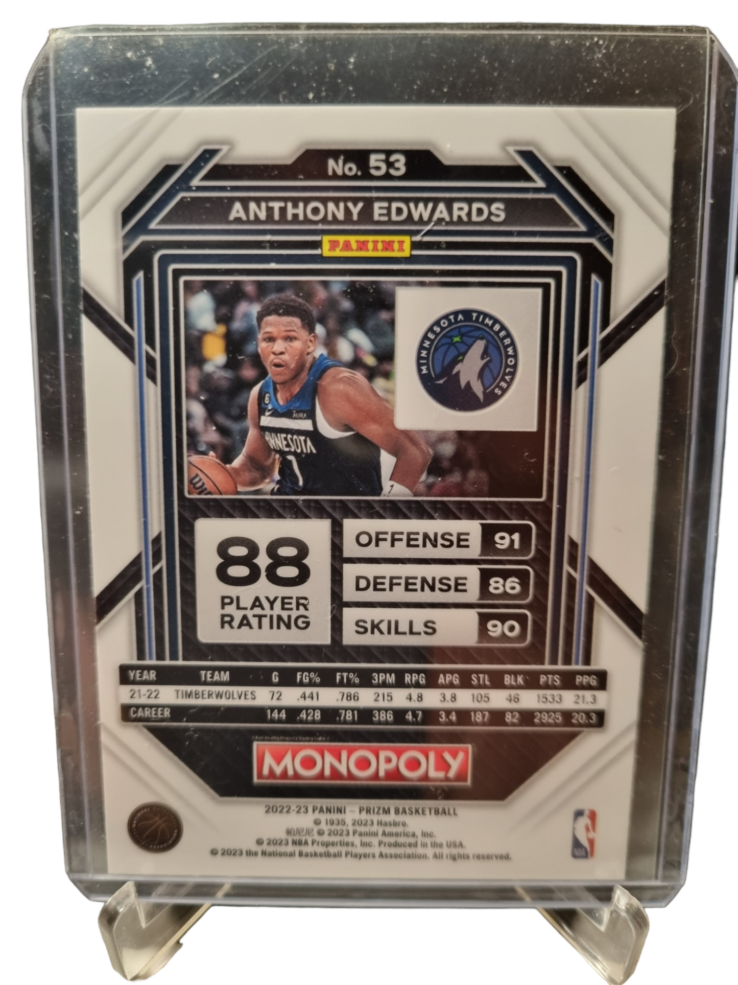 2022-24 Panini Prizm #53 Anthony Edwards Monopoly