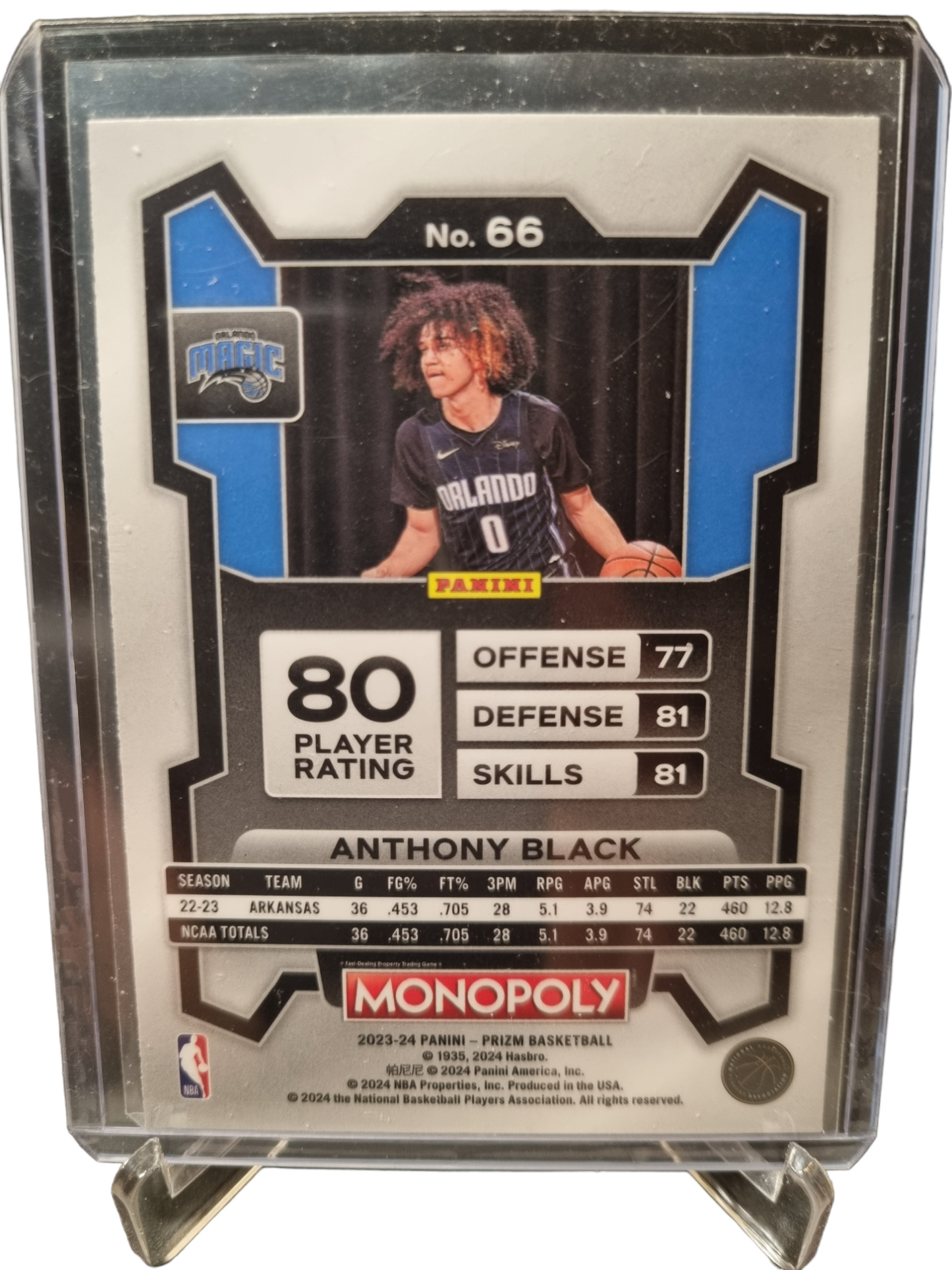 2023-24 Panini Prizm #66 Anthony Black Rookie Card Monopoly