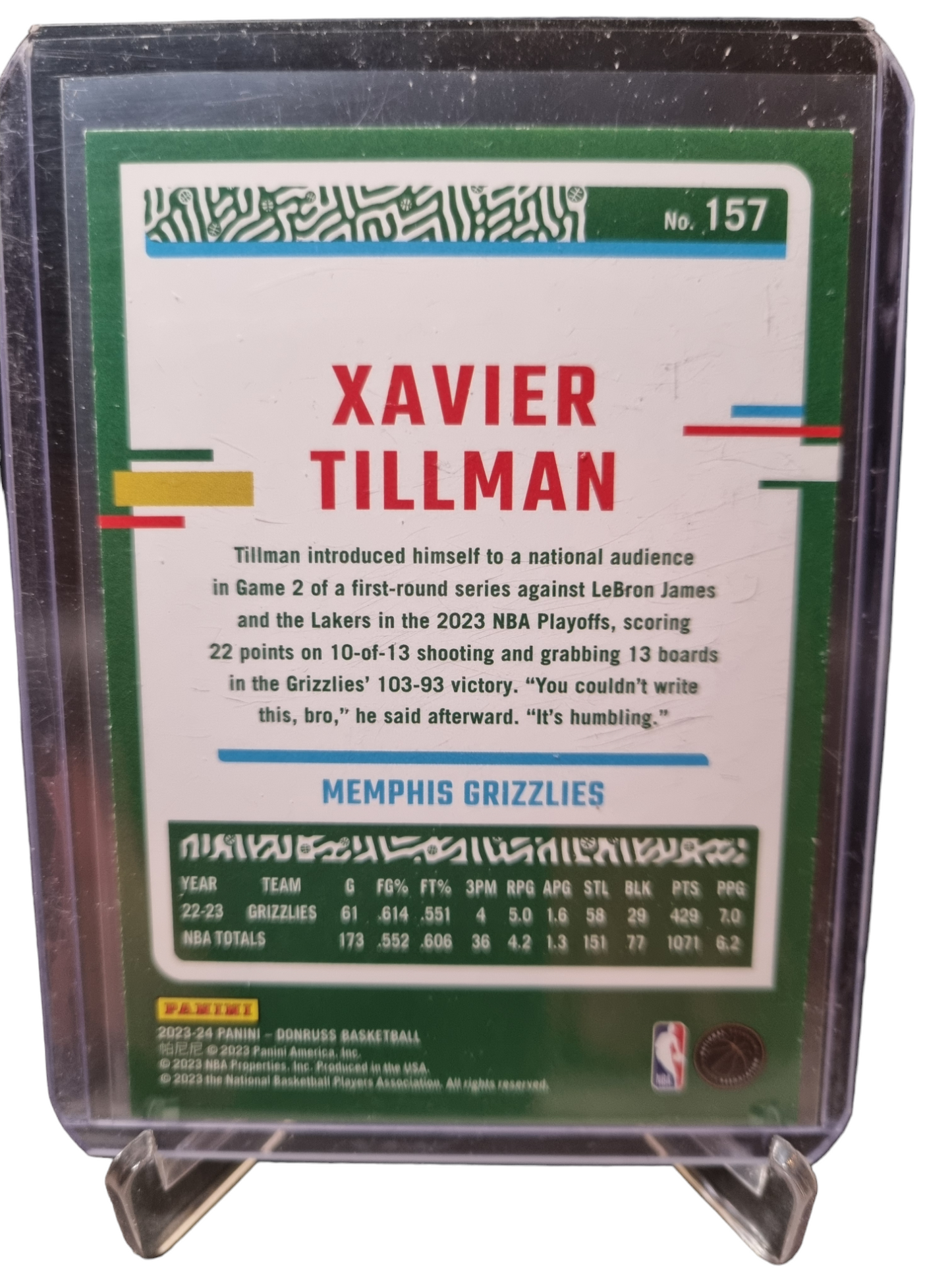 2023-24 Panini Donruss #157 Xavier Tillman Press Proof 197/199