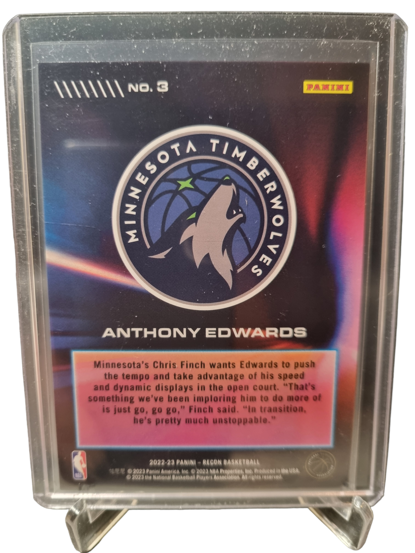 2022-23 Panini Recon #3 Anthony Edwards Fleet Feet Holo Insert