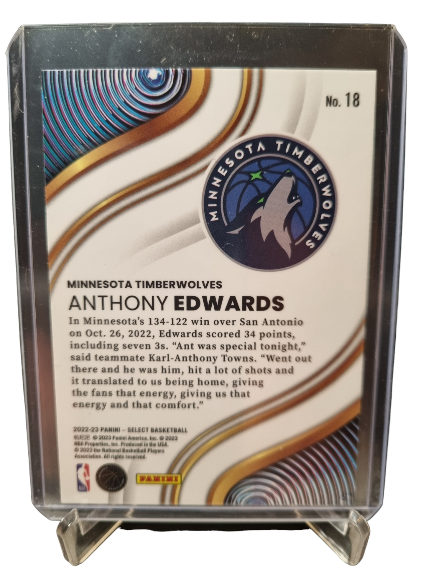 2022-23 Panini Select #18 Anthony Edwards Unstoppable