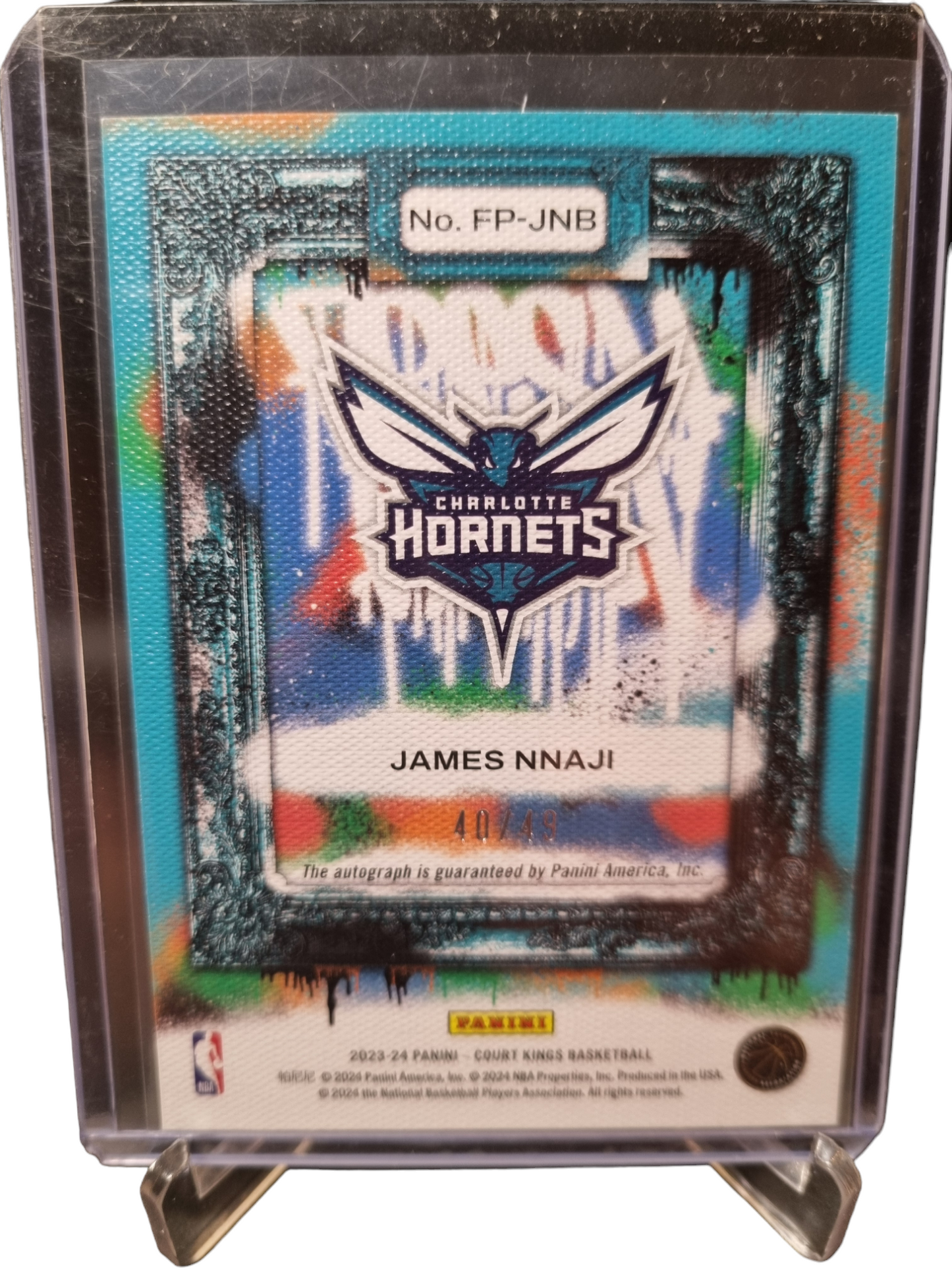 2023-24 Panini Court Kings #FP-JNB James Nnaji Rookie Card Fresh Paint Autograph 40/49