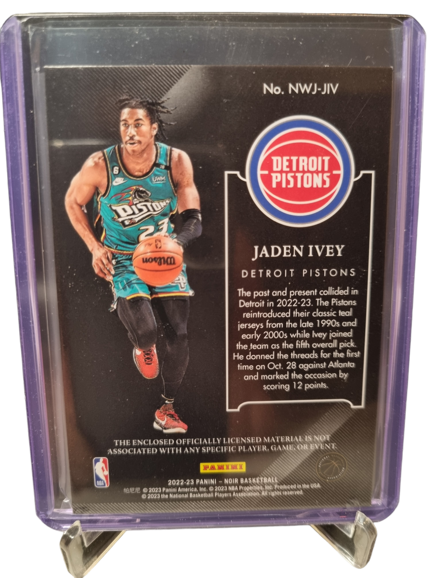 2022-23 Panini Noir #NWJ-JIV Jaden Ivey Rookie Card New Wave Jerseys Patch 92/99