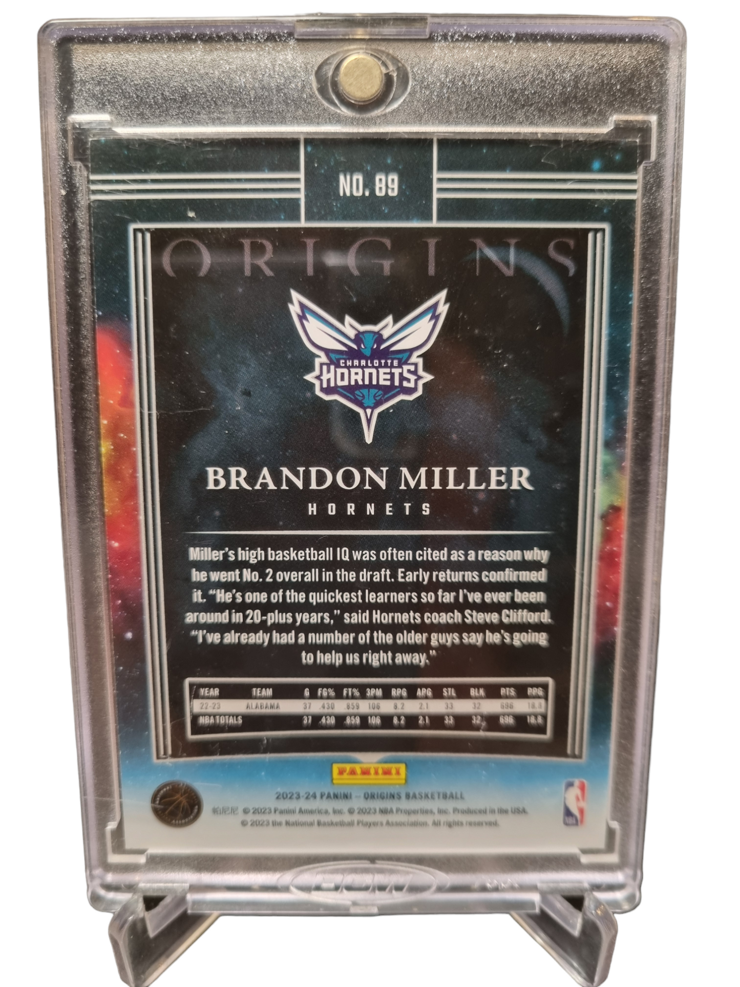 2023-24 Panini Origins #89 Brandon Miller Rookie Card Neon Stripes 28/49