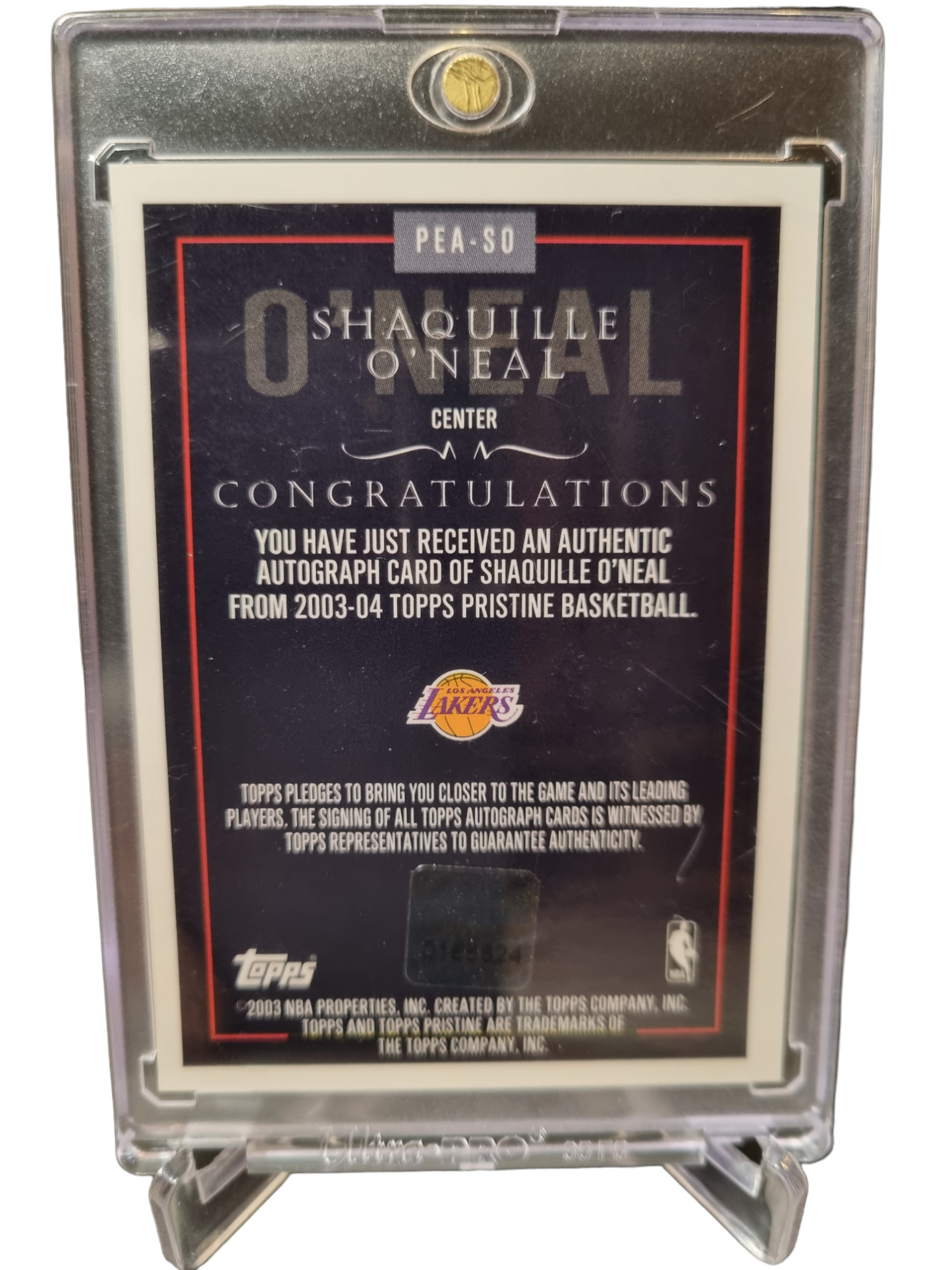 2003 Topps #PEA-SO Shaquille O'Neal Certified Autograph Issue On Card Autograph