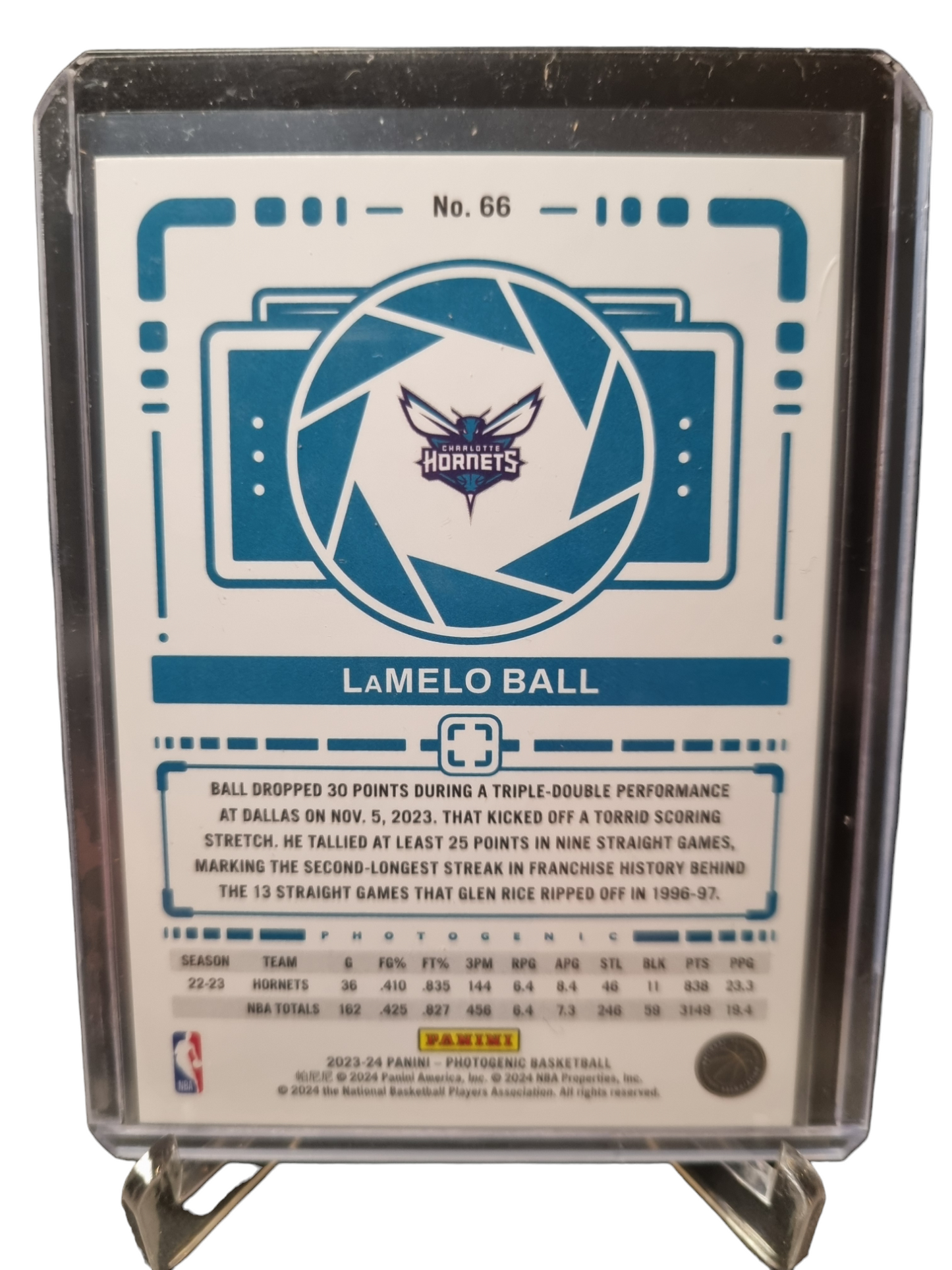 2023-24 Panini Photogenic #66 Lamelo Ball Cracked Ice Holo 38/75