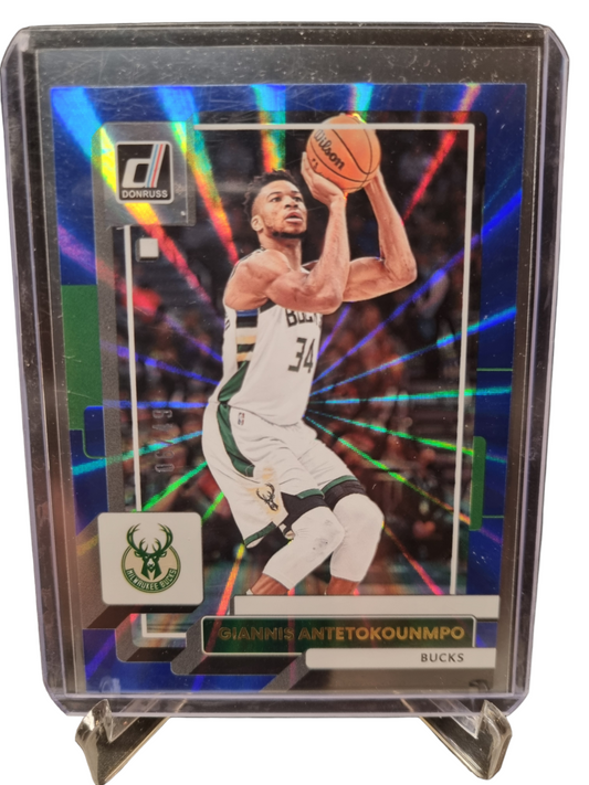 2022-23 Panini Donruss #53 Giannis Antetokounmpo Blue Laser Holo 06/49