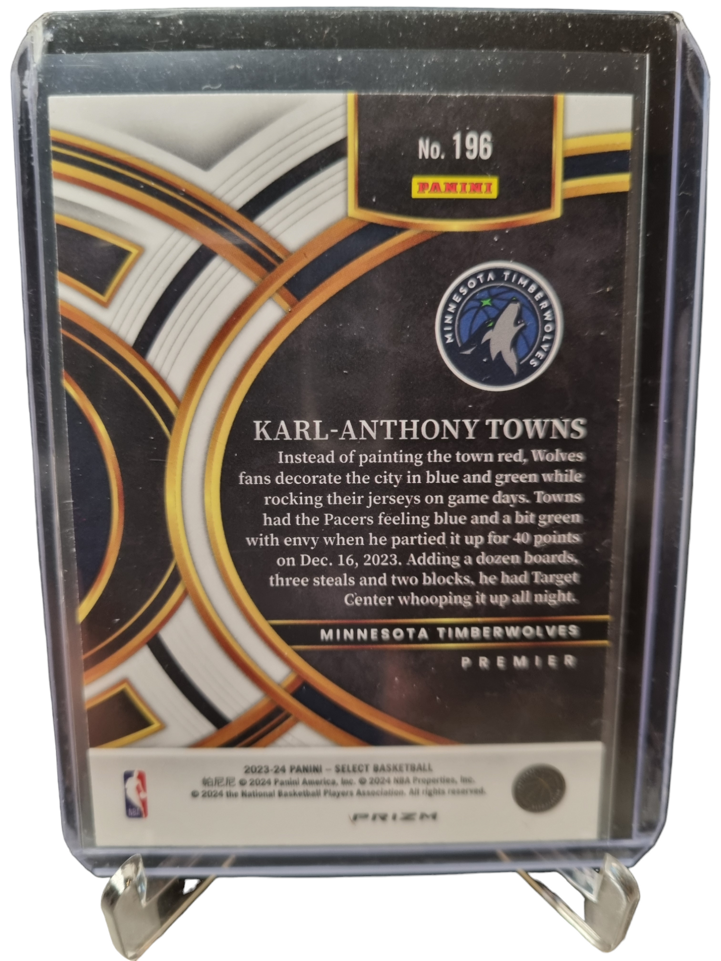 2023-24 Panini Select #196 Karl-Anthony Towns Premier Level Scope Prizm