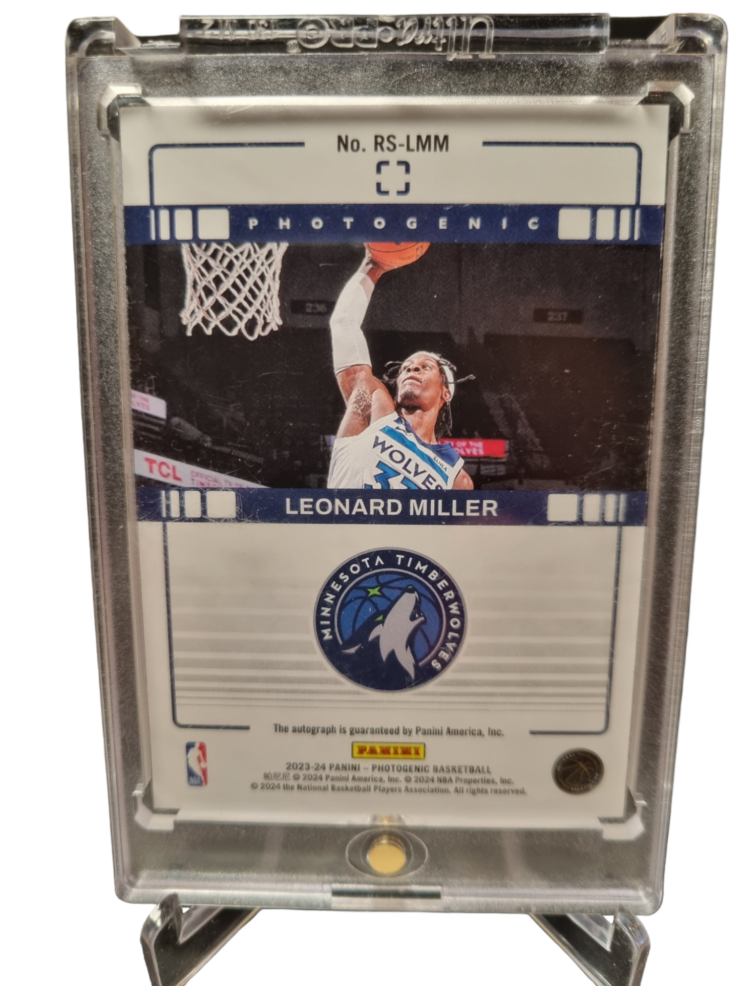 2023-24 Panini Photogenic #RS-LMM Leonard Miller Rookie Card Autograph Cracked Ice Holo 01/75