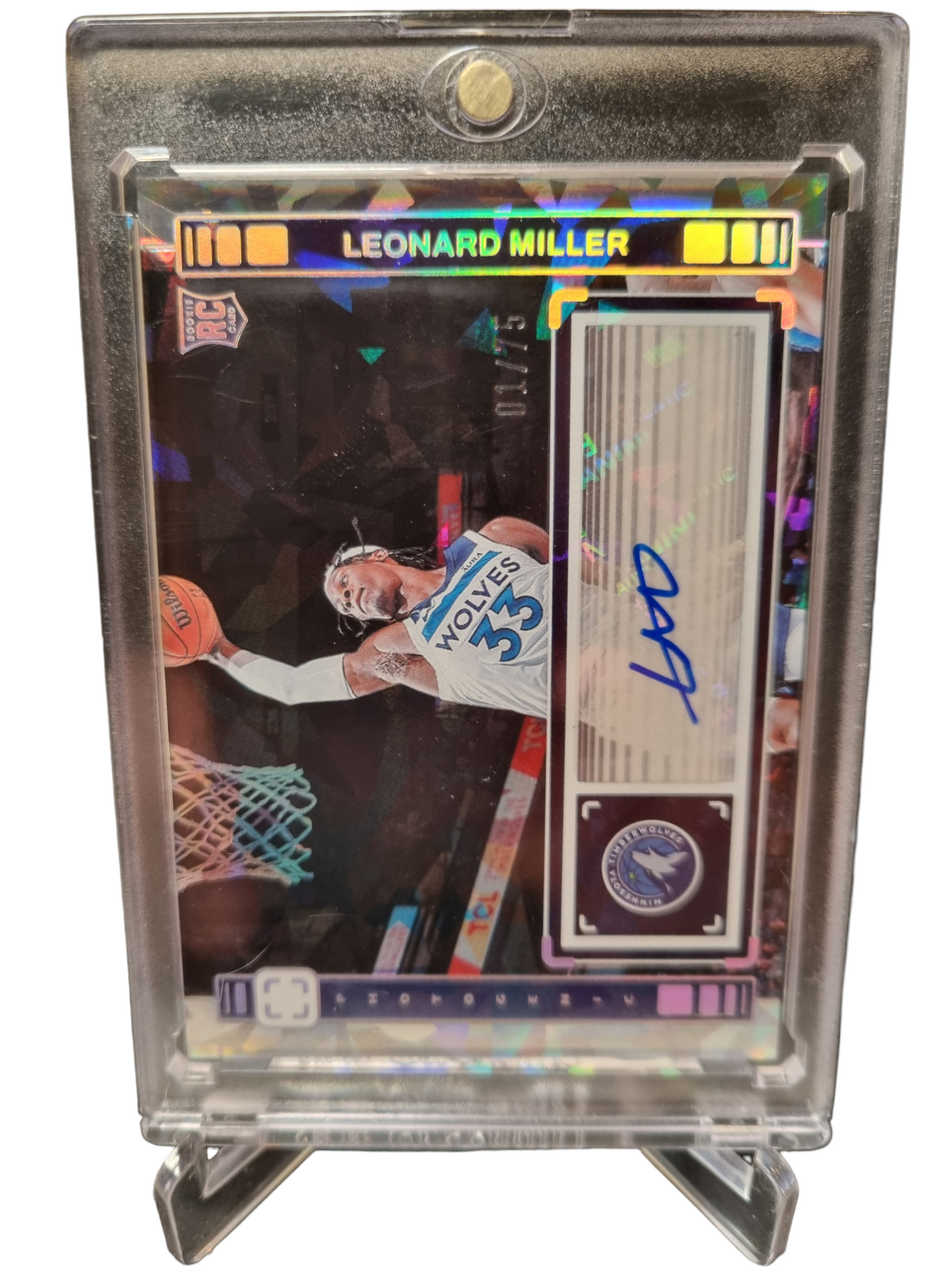 2023-24 Panini Photogenic #RS-LMM Leonard Miller Rookie Card Autograph Cracked Ice Holo 01/75