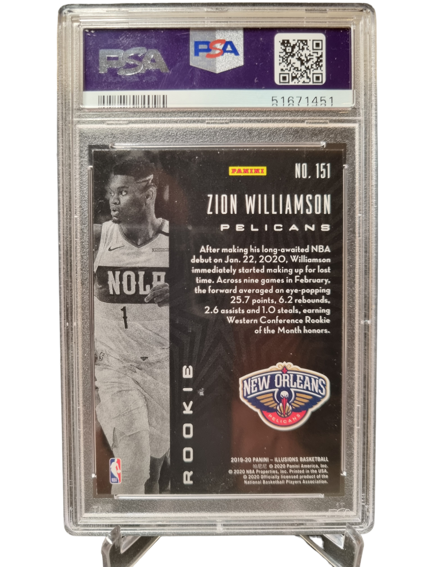 2019 Panini Illusions #151 Zion Williamson Rookie Card PSA 9 Mint