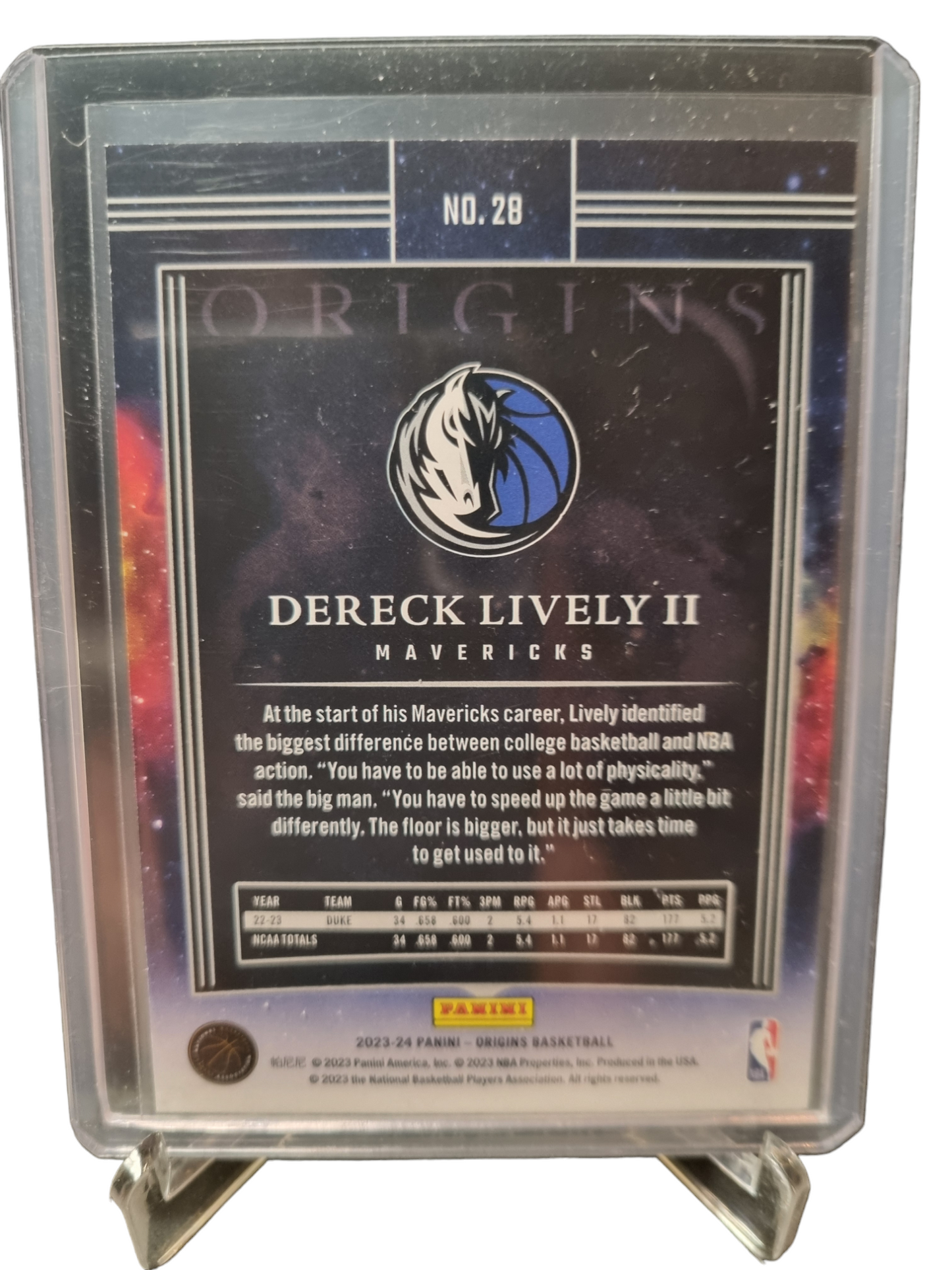 2023-24 Panini Origins #28 Dereck Lively II Rookie Card