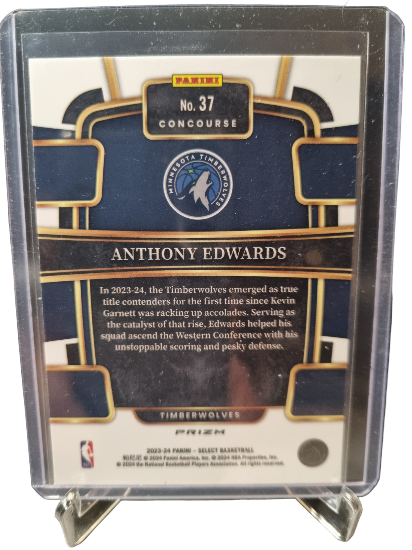 2023-24 Panini Select #37 Anthony Edwards Concourse Disco Prizm