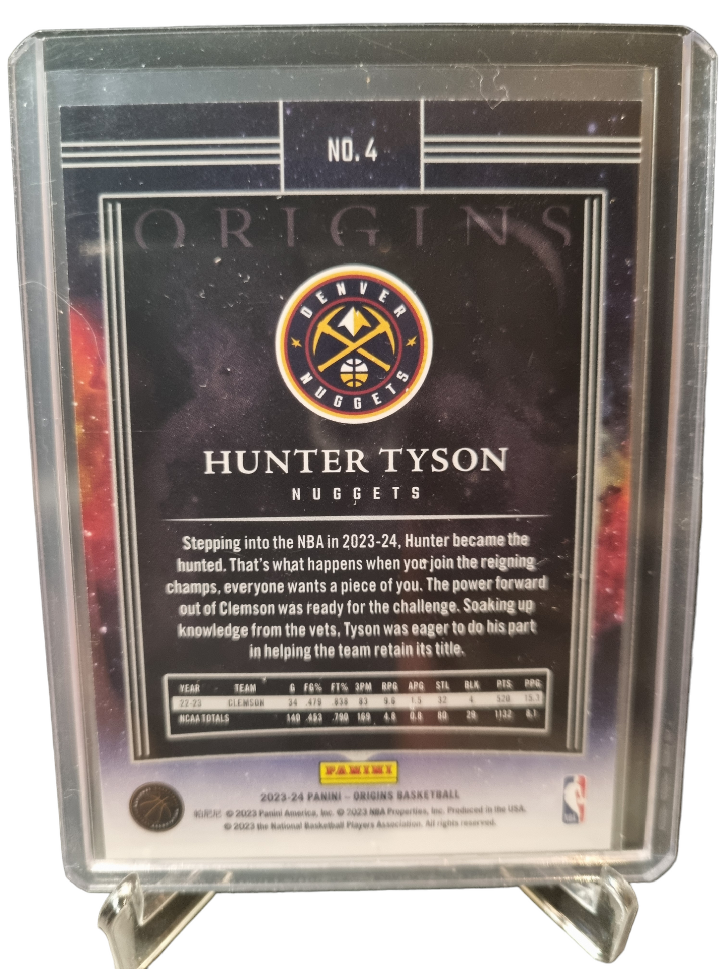 2023-24 Panini Origins #4 Hunter Tyson Rookie Card