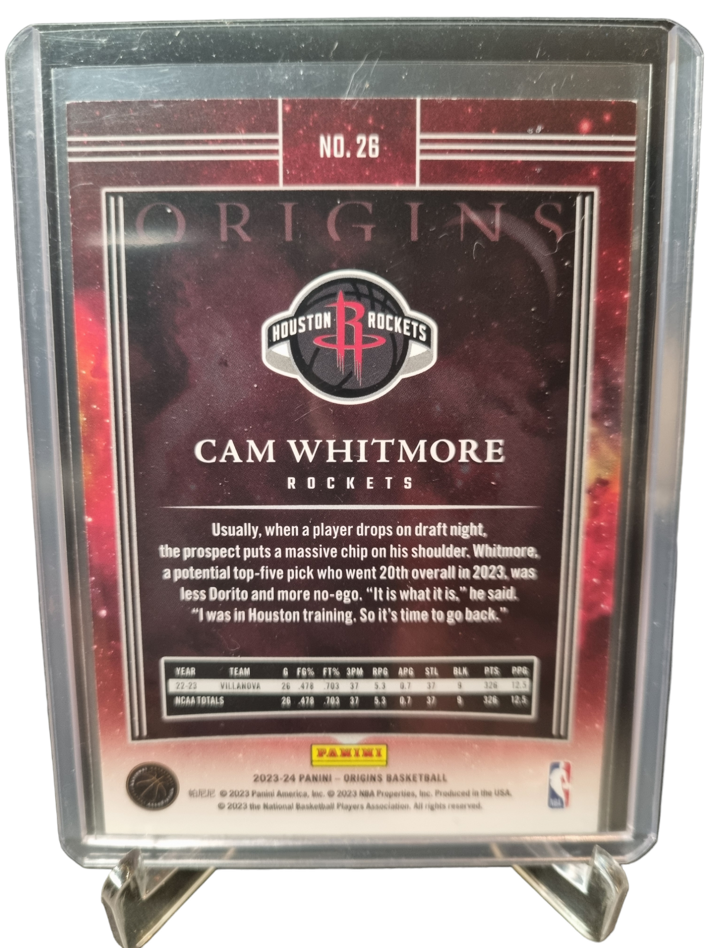 2023-24 Panini Origins #26 Cam Whitmore Rookie Card Basketballs