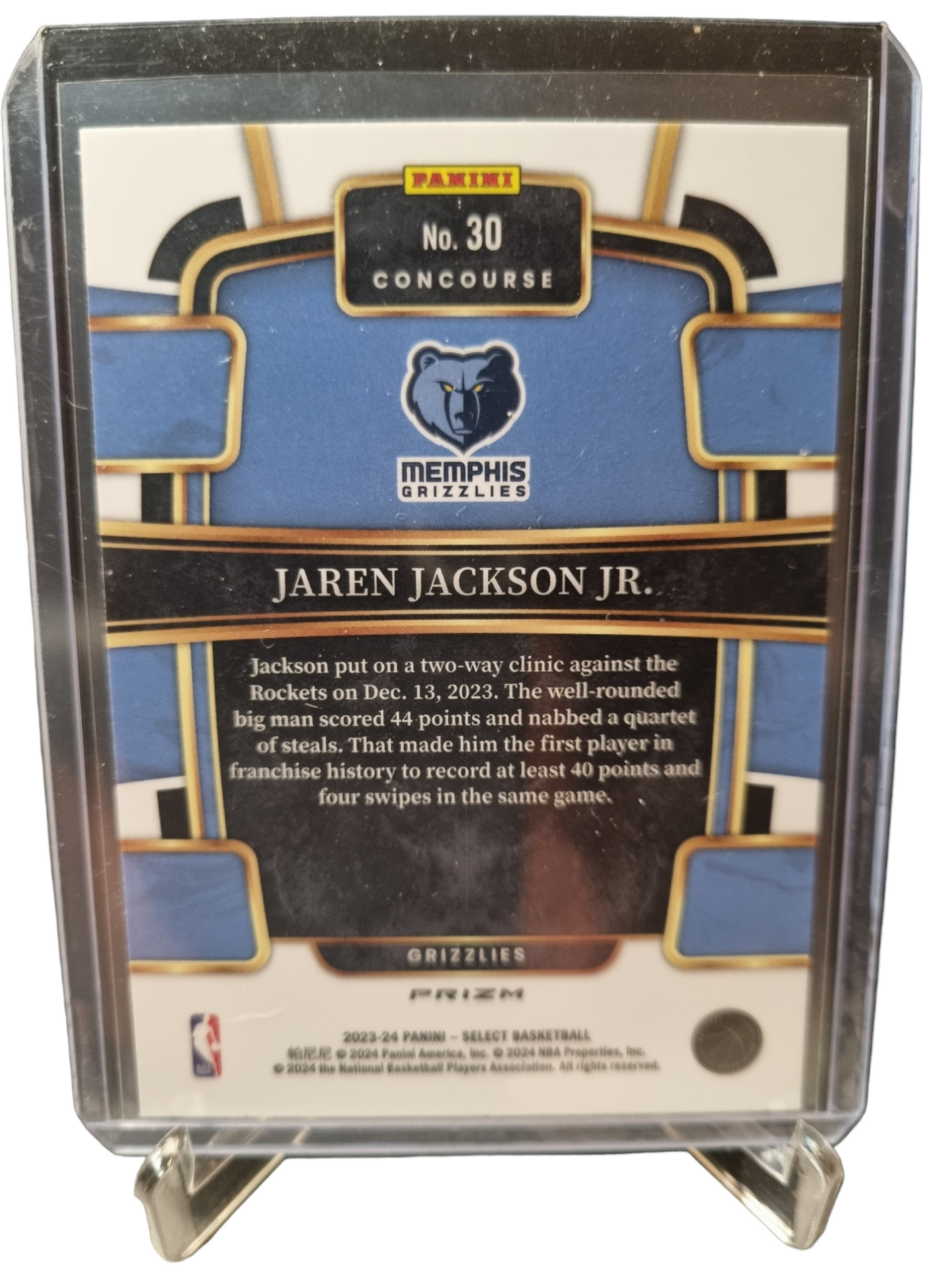 2023-24 Panini Select #30 Jaren Jackson JR Concourse Orange Flash