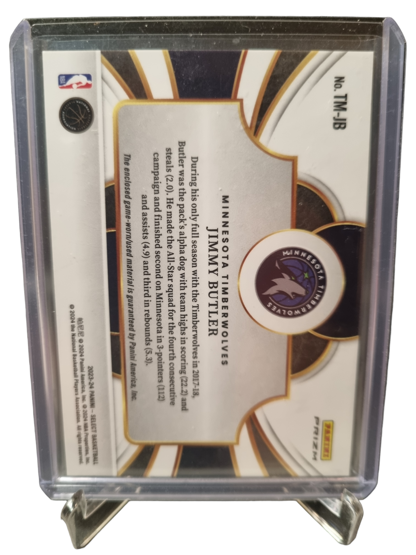 2023-24 Panini Select #TM-JB Jimmy Butler Throw Back Memorabilia Game Worn Patch Silver Prizm