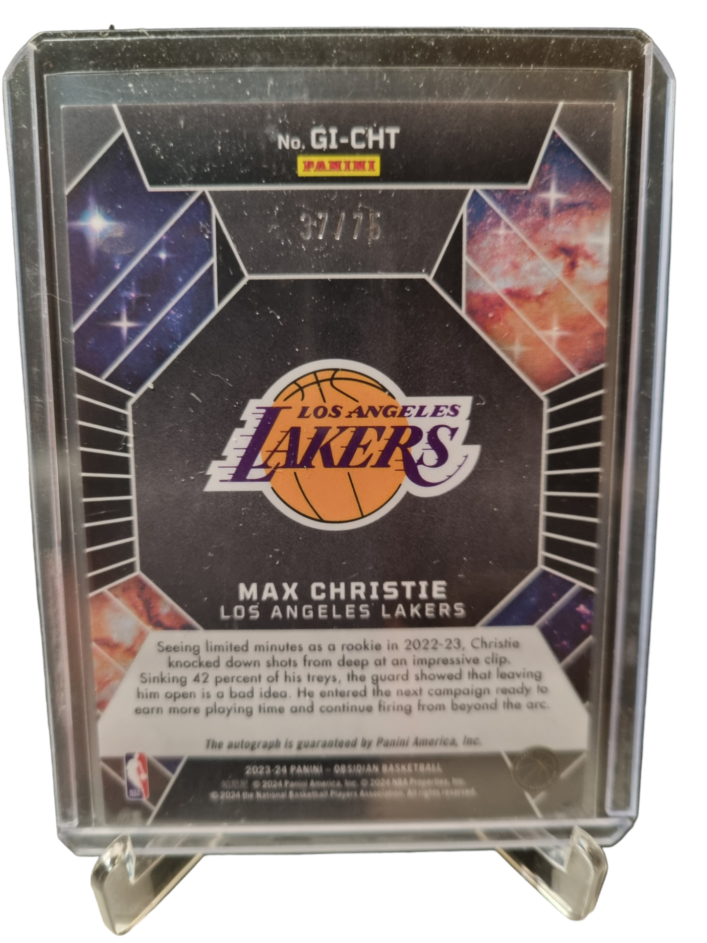 2023-24 Panini Obsidian #GI-CHT Max Christie Galaxy Ink Autograph Orange 37/75