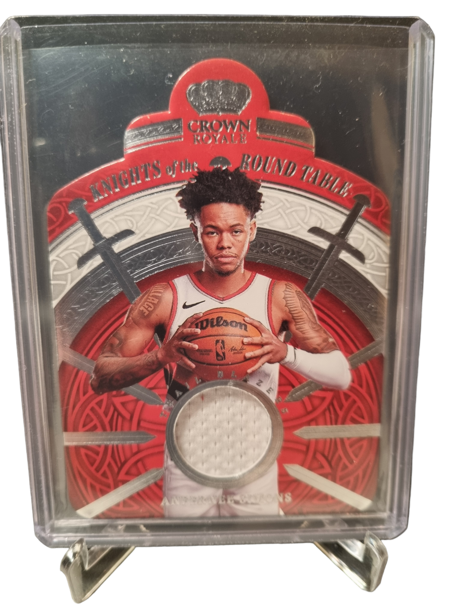 2023-24 Panini Court Kings #KRT-SIM Anfernee Simons Knights Of The Round Table Die Cut Game Worn Patch