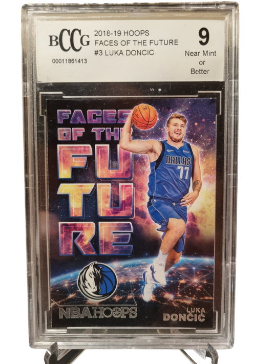 2018-19 Panini Hoops #3 Luka Doncic Rookie Card Faces Of The Future BCCG 9 Near Mint