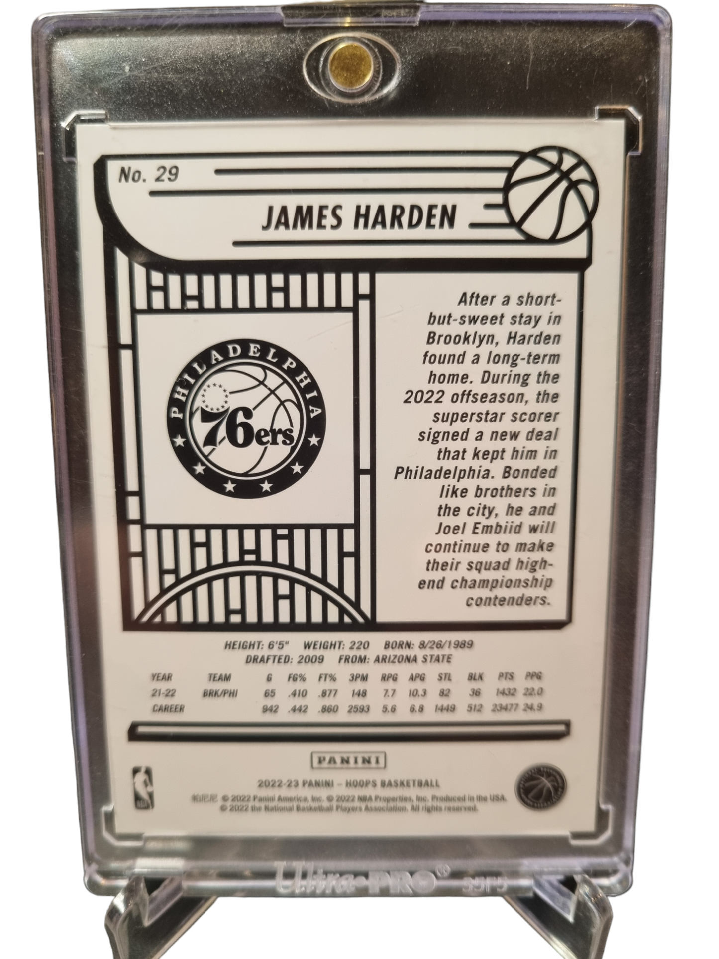 2022-23 Panini Hoops #29 James Harden Artist Proof Holo 16/25