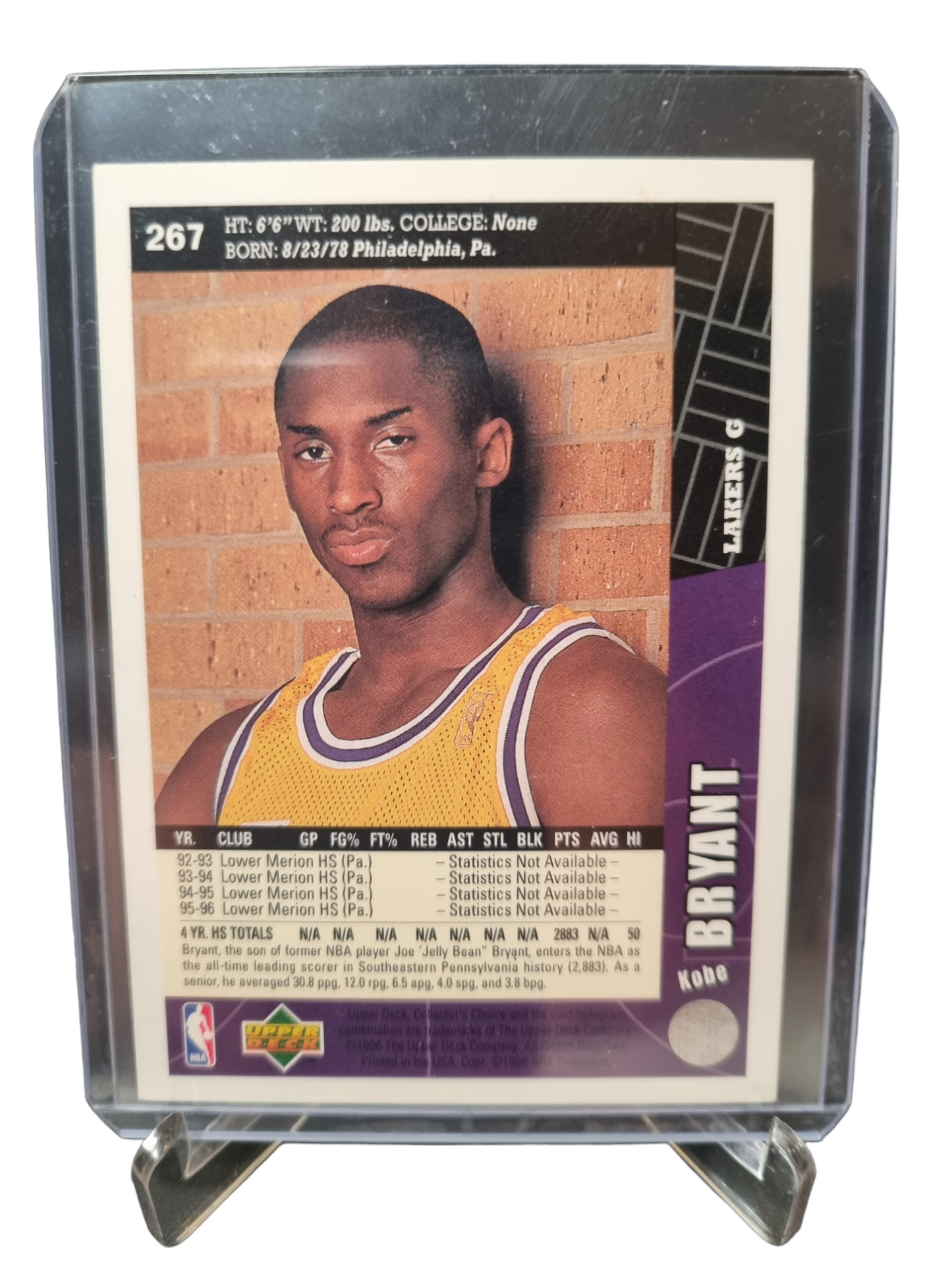 1996 Upper Deck #267 Kobe Bryant Rookie Card