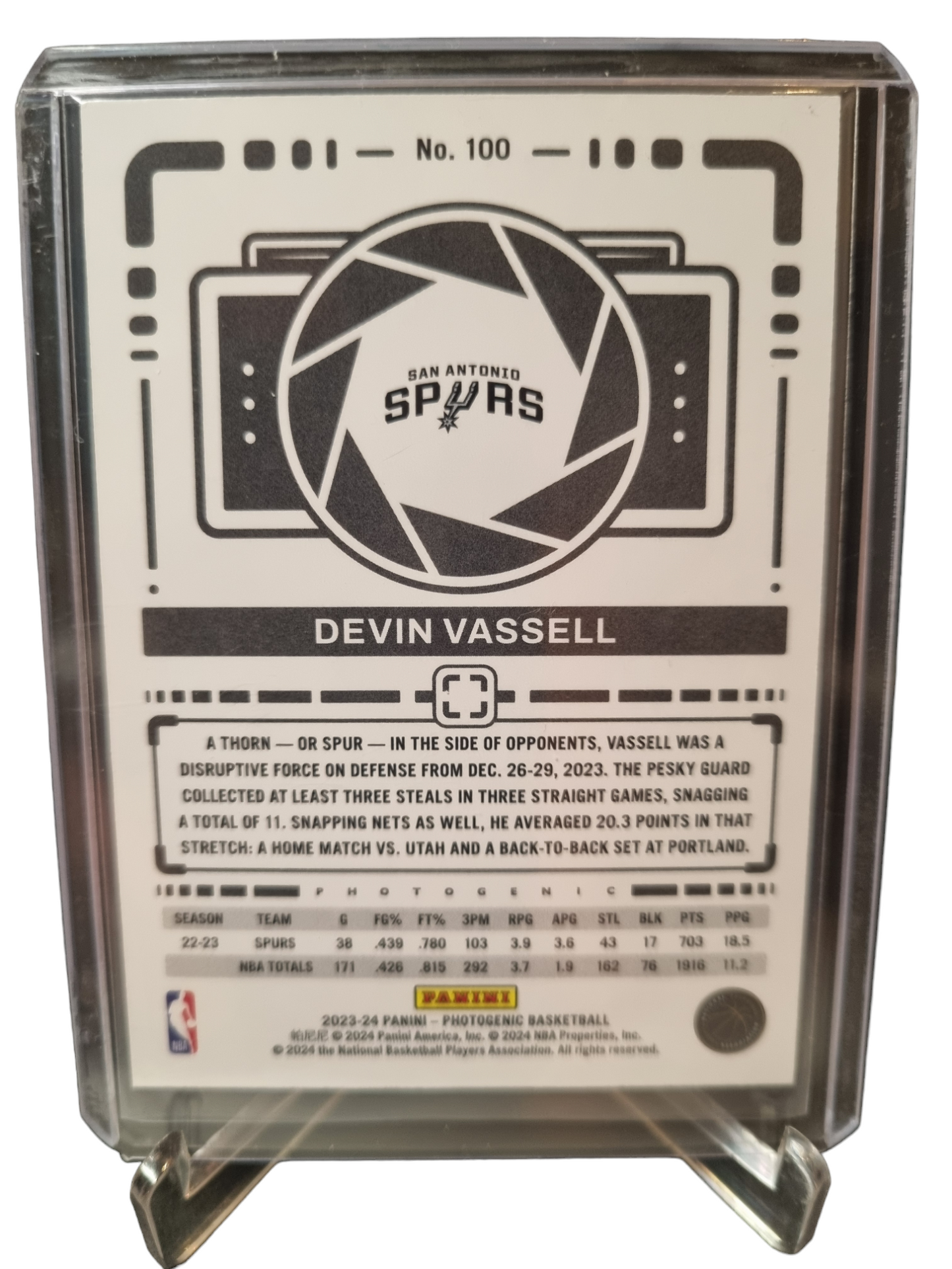 2023-24 Panini Photogenic #100 Devin Vassell