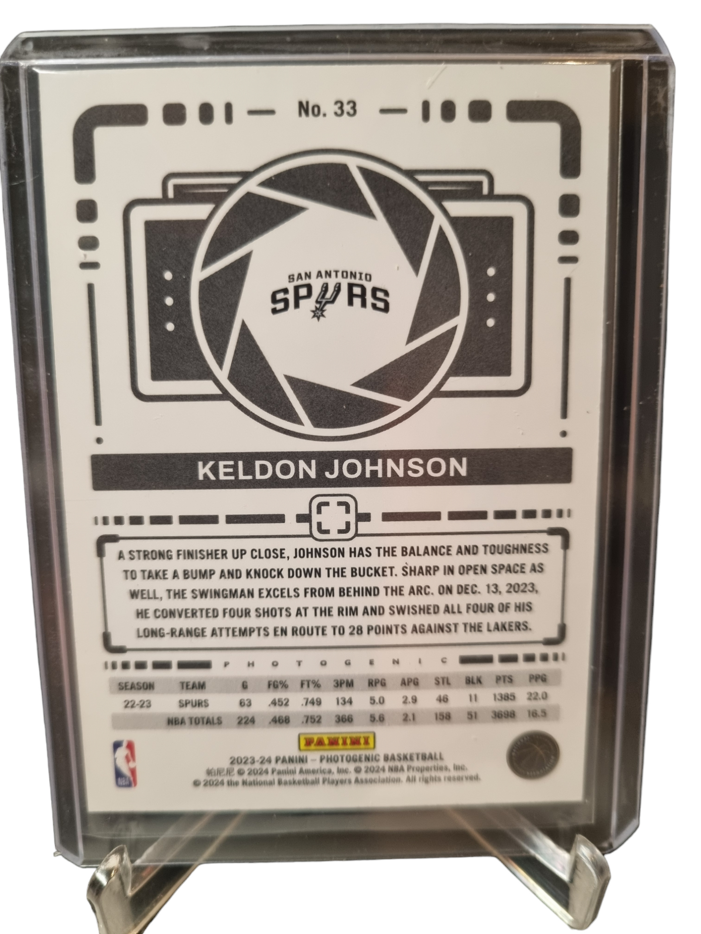 2023-24 Panini Photogenic #33 Keldon Johnson