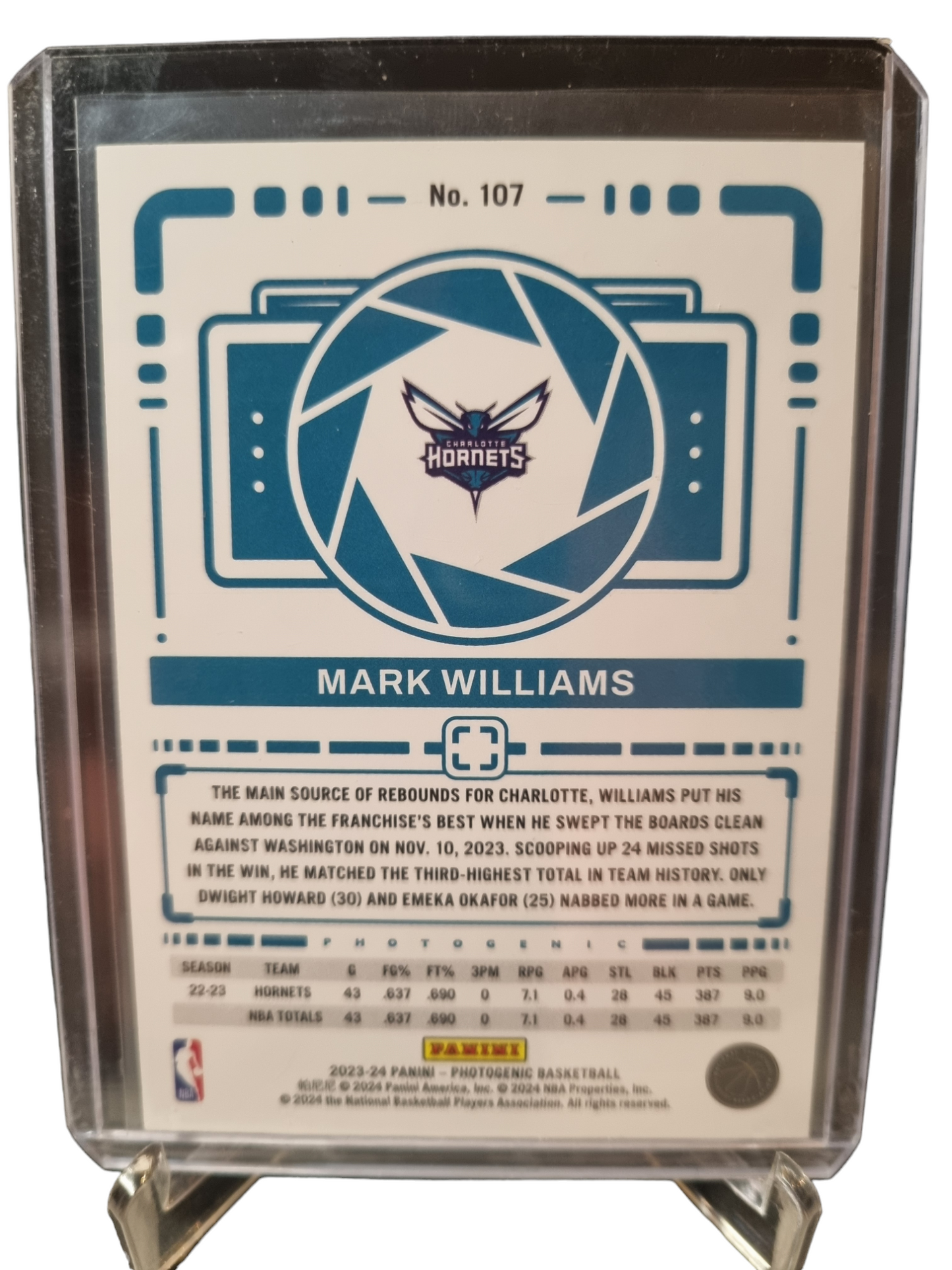 2023-24 Panini Photogenic #107 Mark Williams