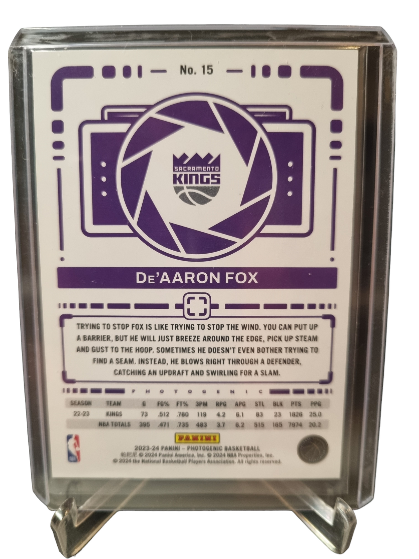 2023-24 Panini Photogenic #15 De'Aaron Fox