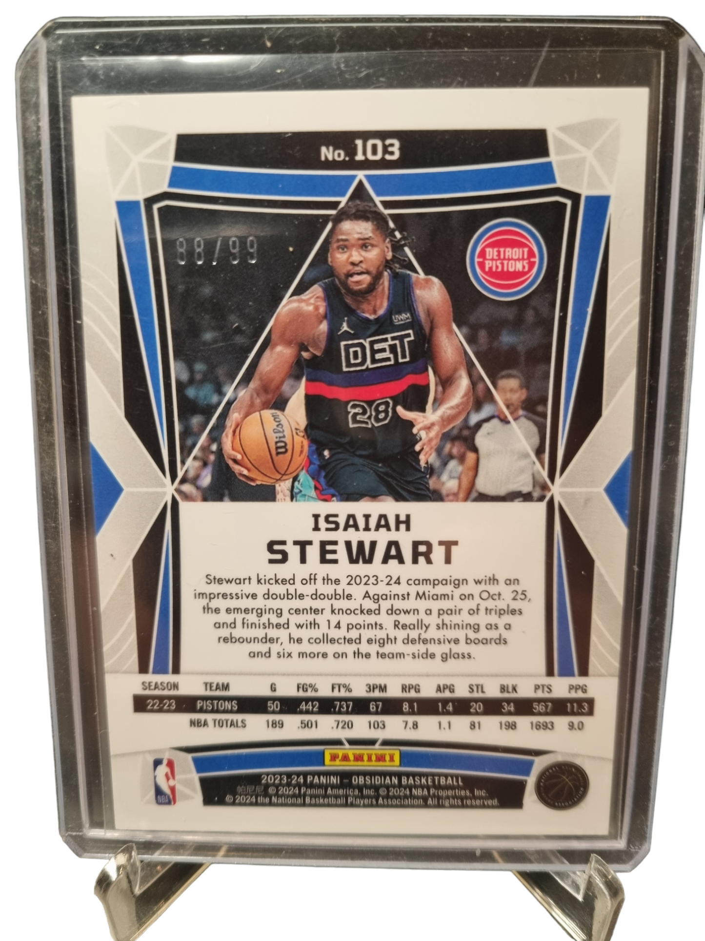 2023-24 Panini Obsidian #103 Isaiah Stewart Orange Flood 88/99