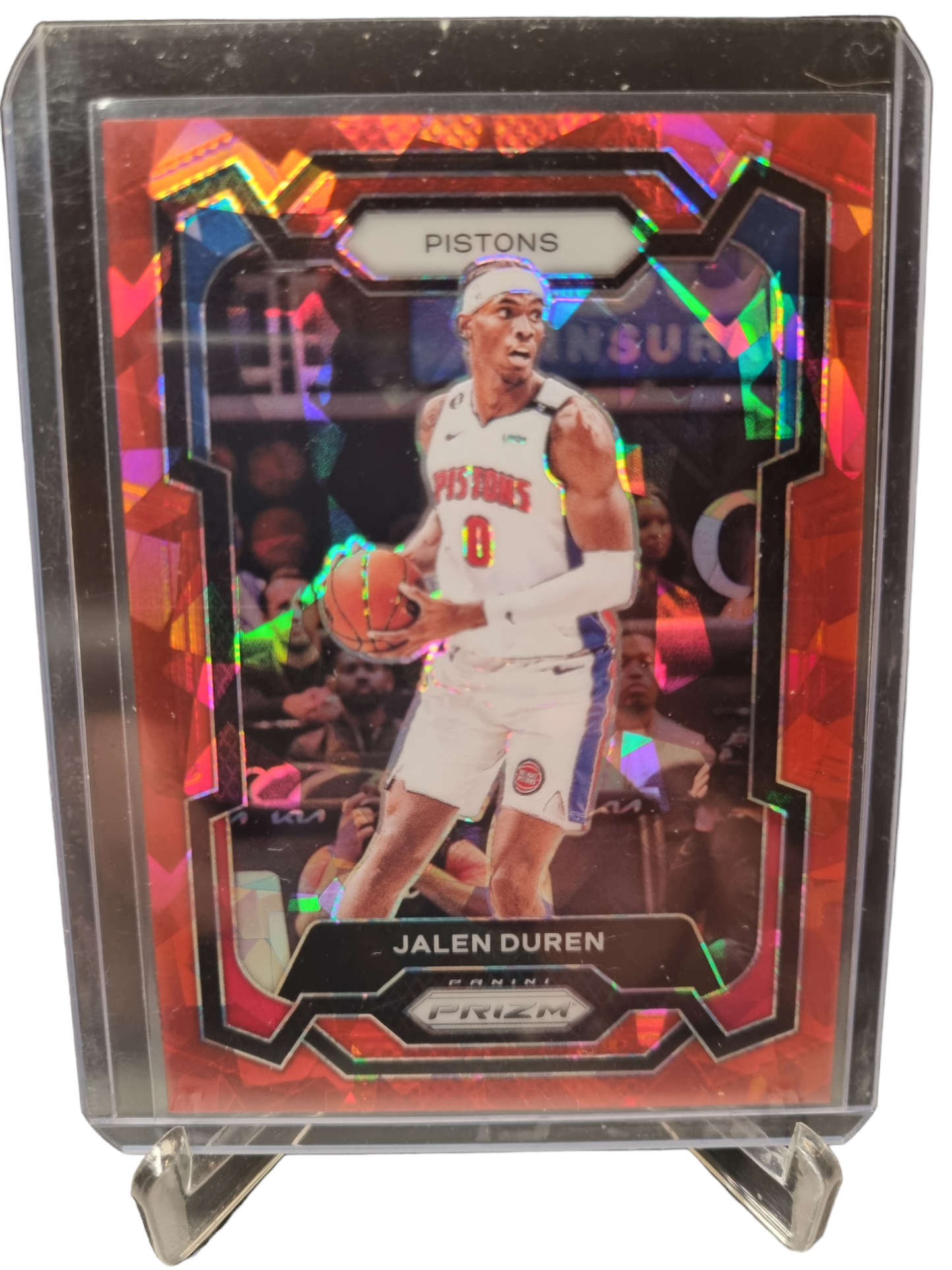 2023-24 Panini Prizm #210 Jalen Duren Red Cracked Ice Prizm