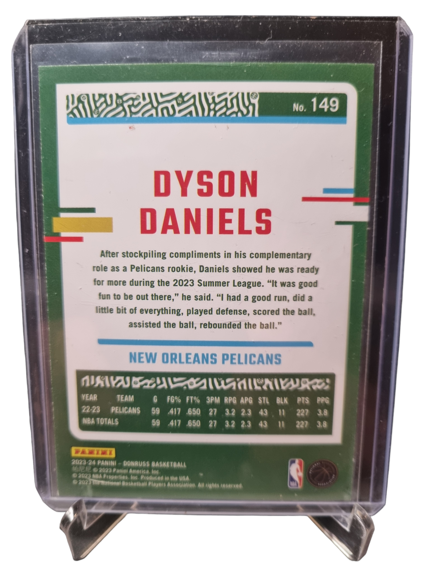 2023-24 Panini Donruss #149 Dyson Daniels Green Laser