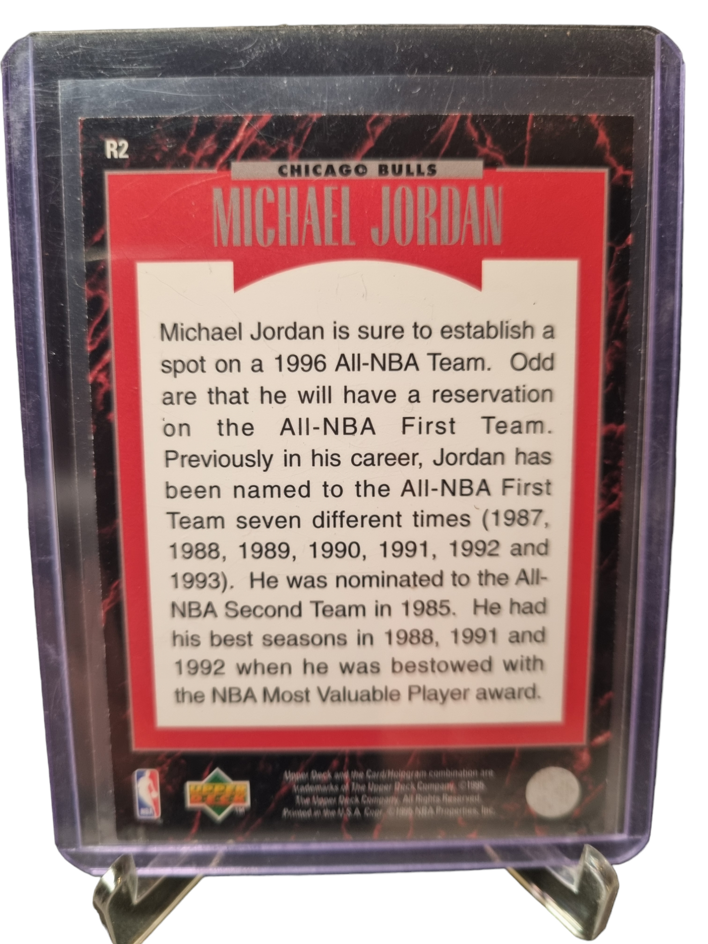 1995 Upper Deck #R2 Michael Jordan Predictor Silver Foil 1996 All-NBA Team