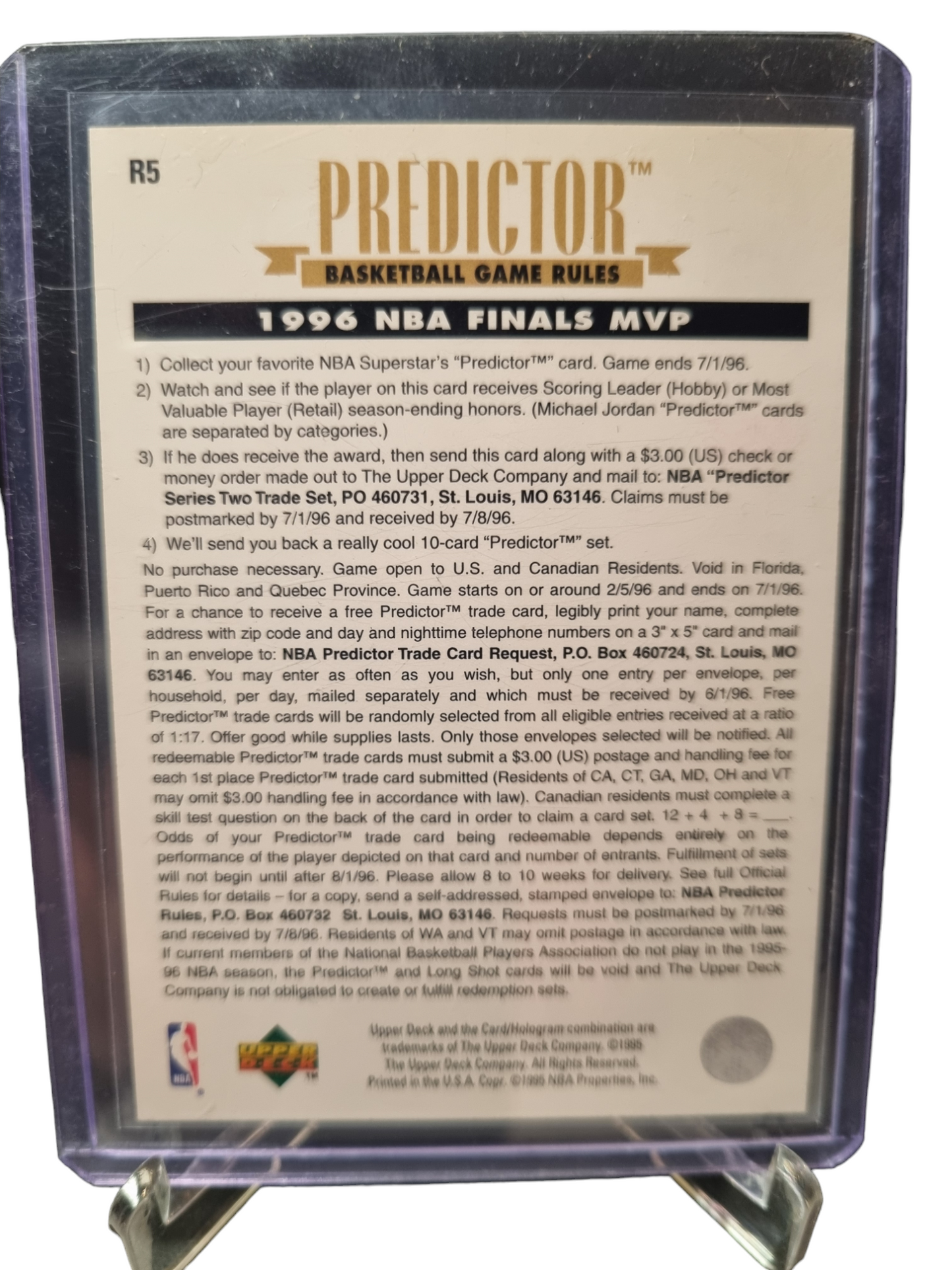 1995 Upper Deck #R5 Michael Jordan Predictor Gold Foil 1996 NBA Finals MVP