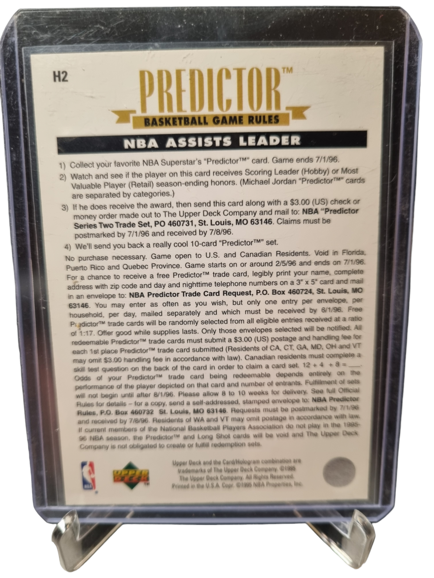 1995 Upper Deck #H2 Michael Jordan Predictor Gold Foil Assists Leader