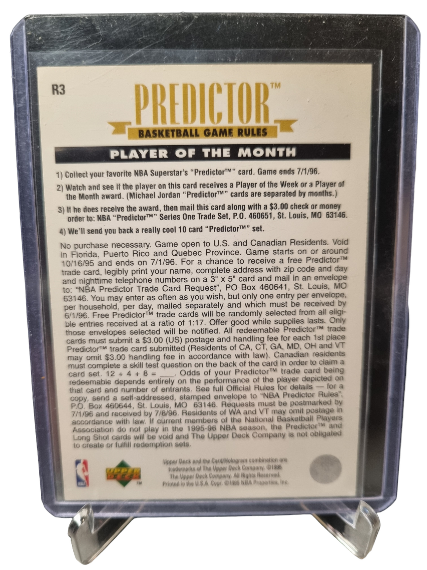 1996 Upper Deck #R2 Michael Jordan Predictor Gold Foil January 1996