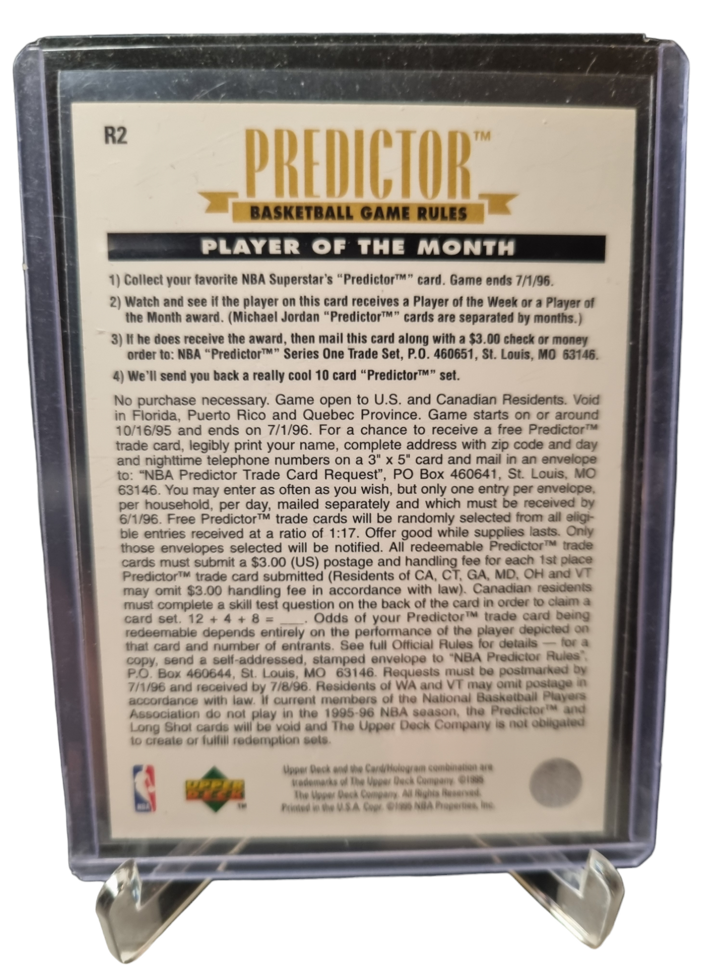 1996 Upper Deck #R3 Michael Jordan Predictor Gold Foil February 1996