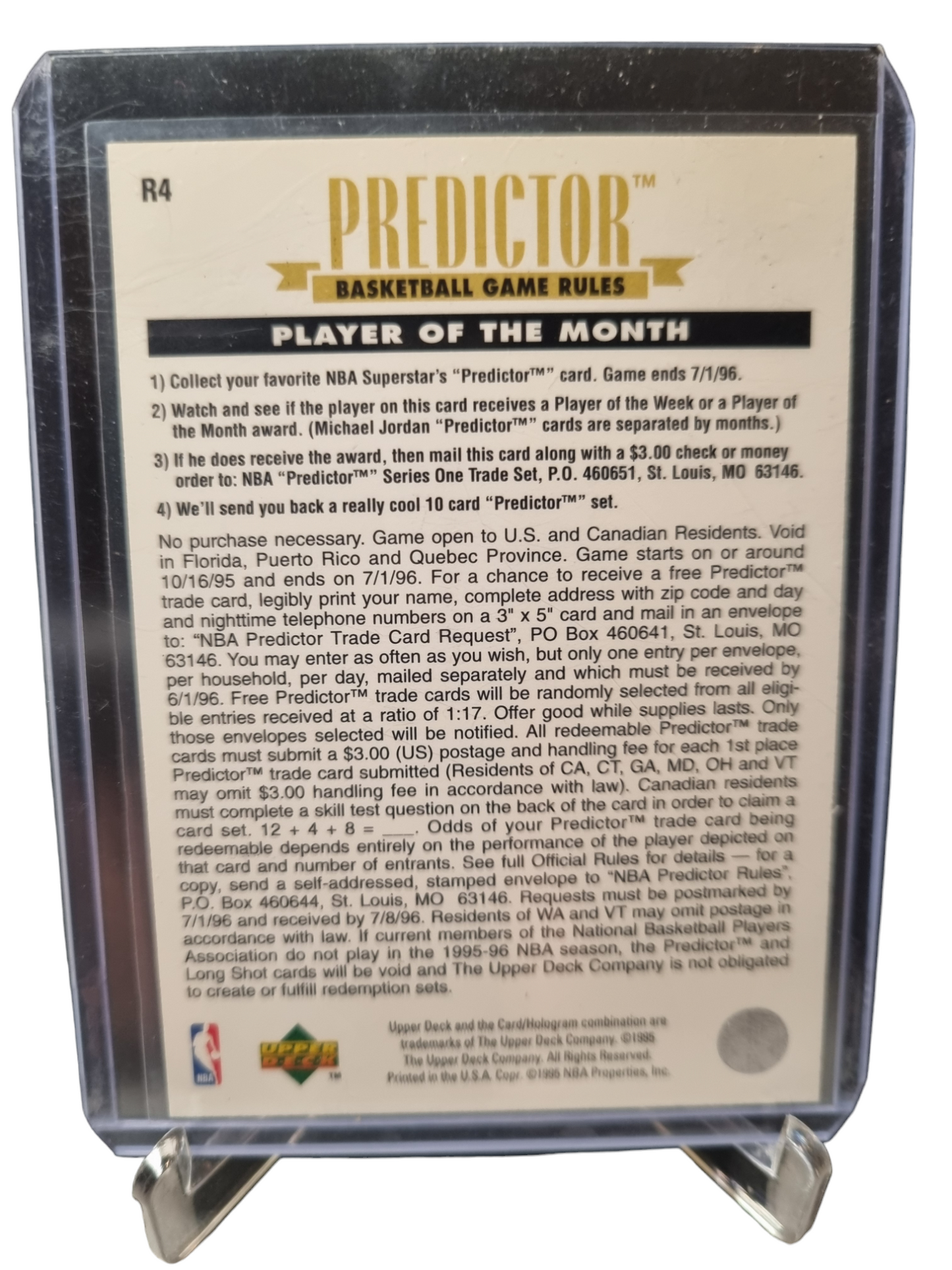 1996 Upper Deck #R4 Michael Jordan Predictor Gold Foil March 1996